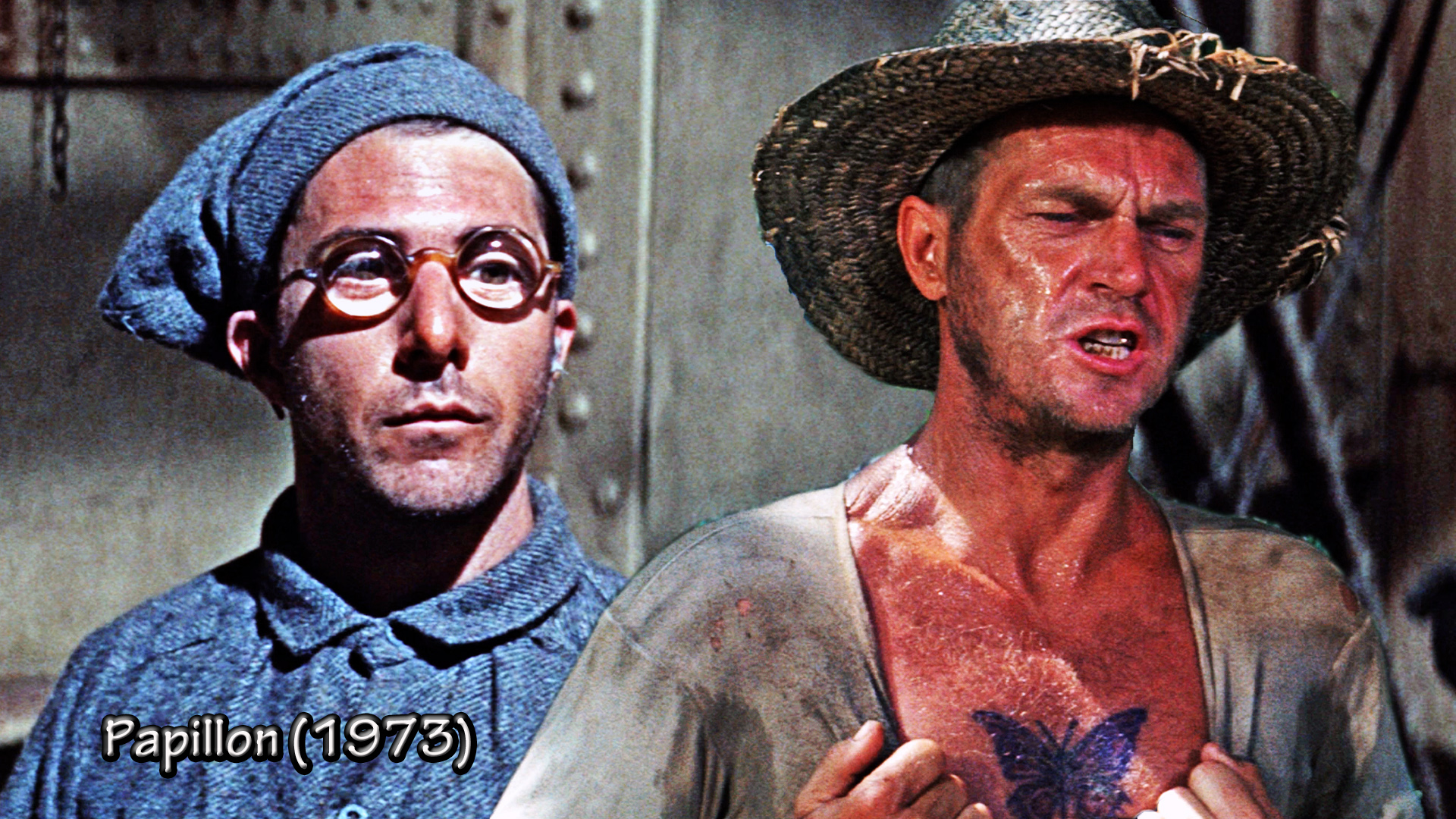Papillon (1973) starring Dustin Hoffman and Steve McQueen HD Wallpaper