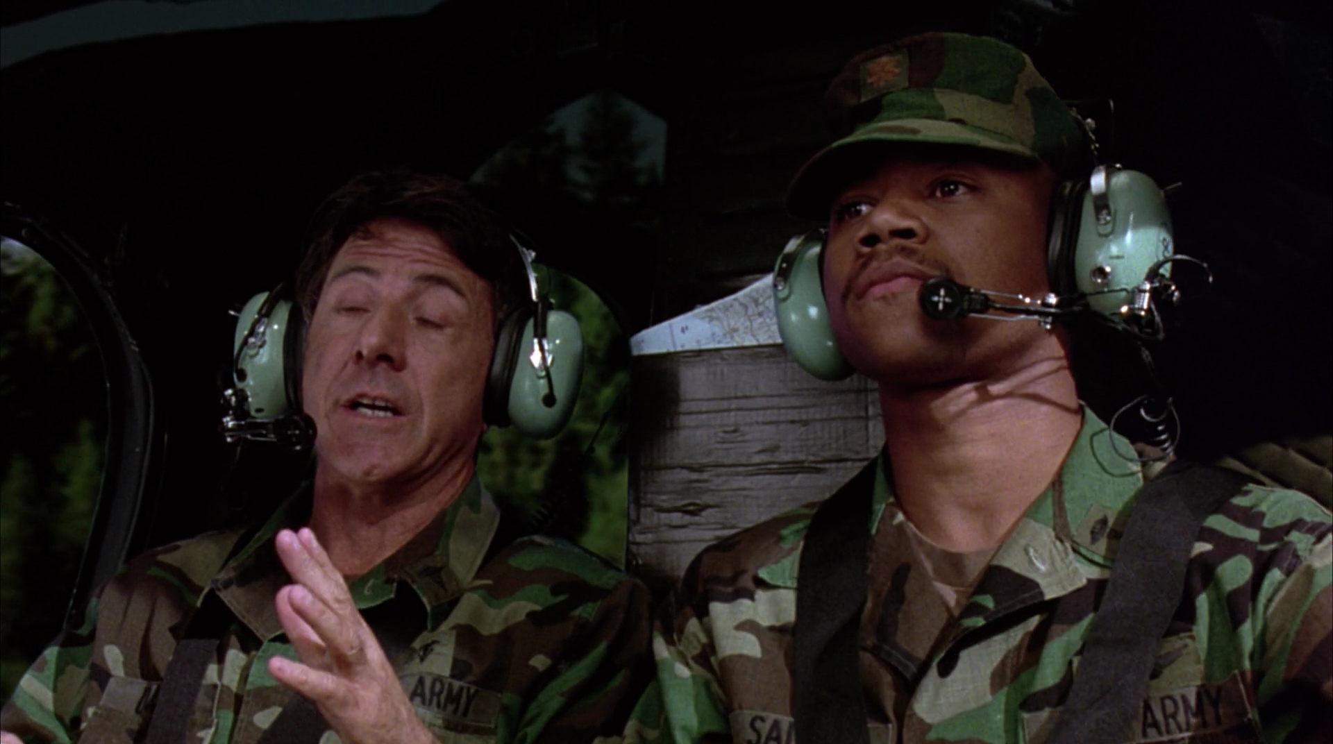Dustin Hoffman and Cuba Gooding Jr. in a helicopter HD Wallpaper