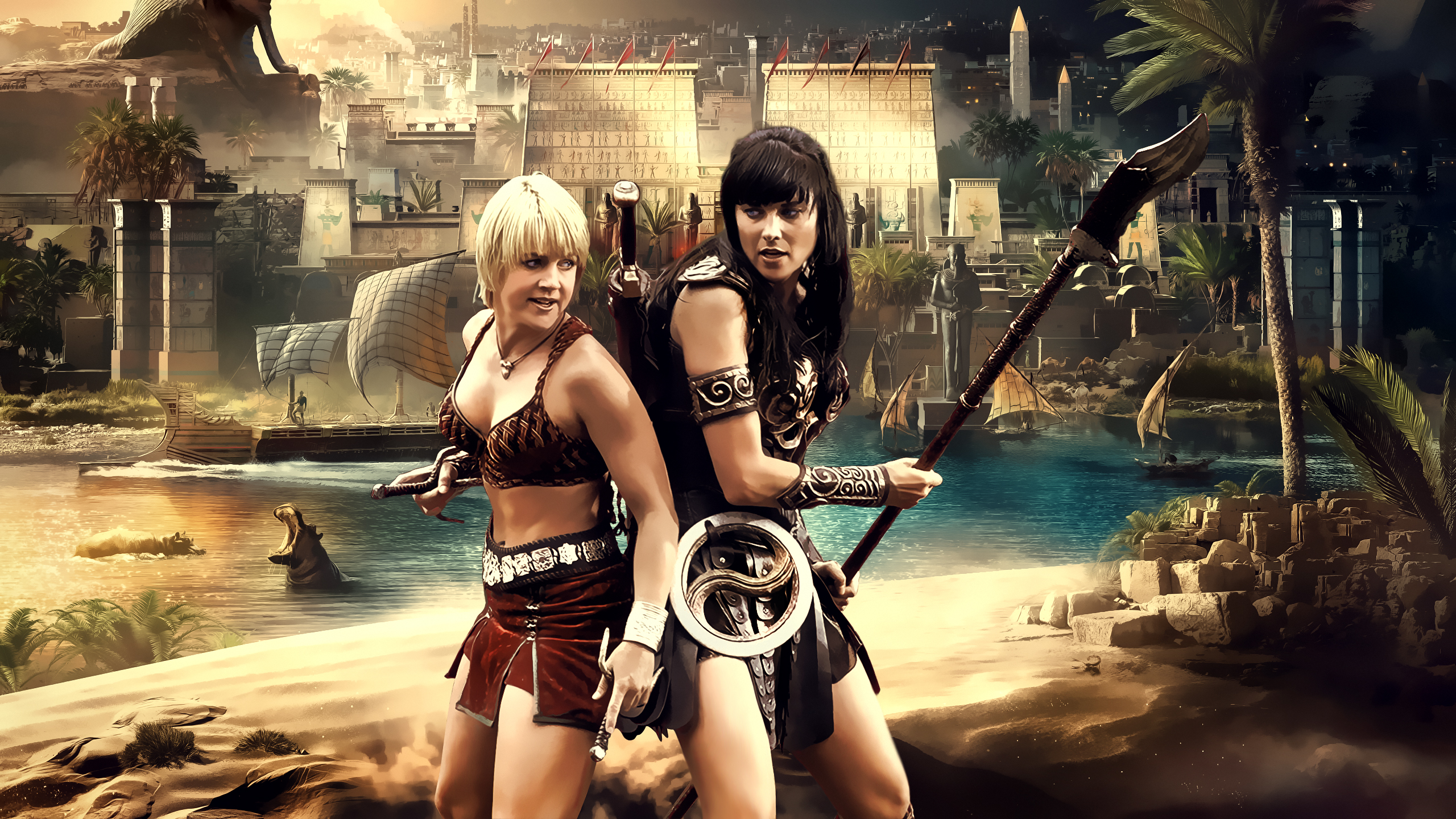 Xena and Gabrielle in Ancient Egypt HD Wallpaper