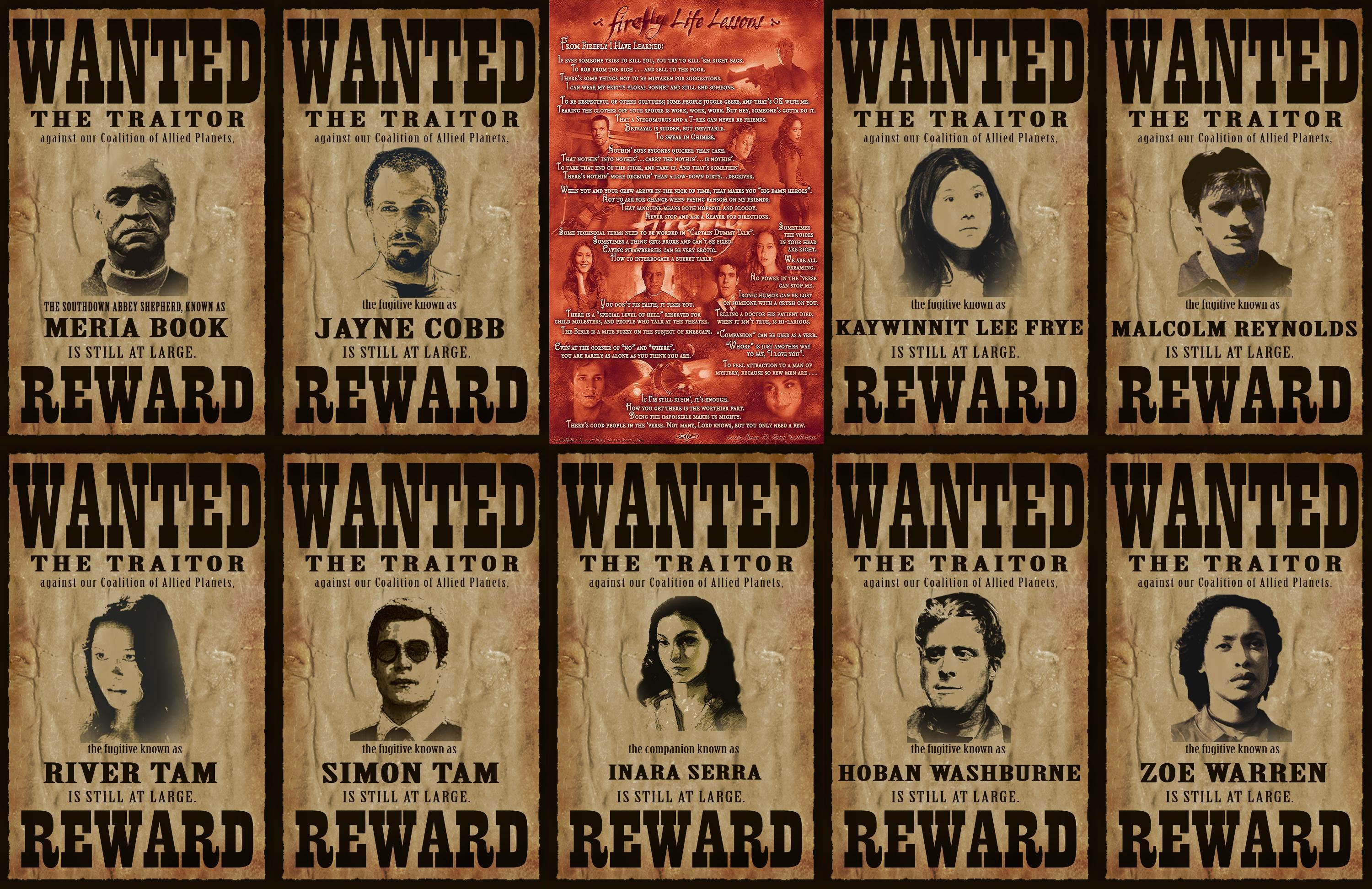 Firefly Wanted Posters HD Wallpaper