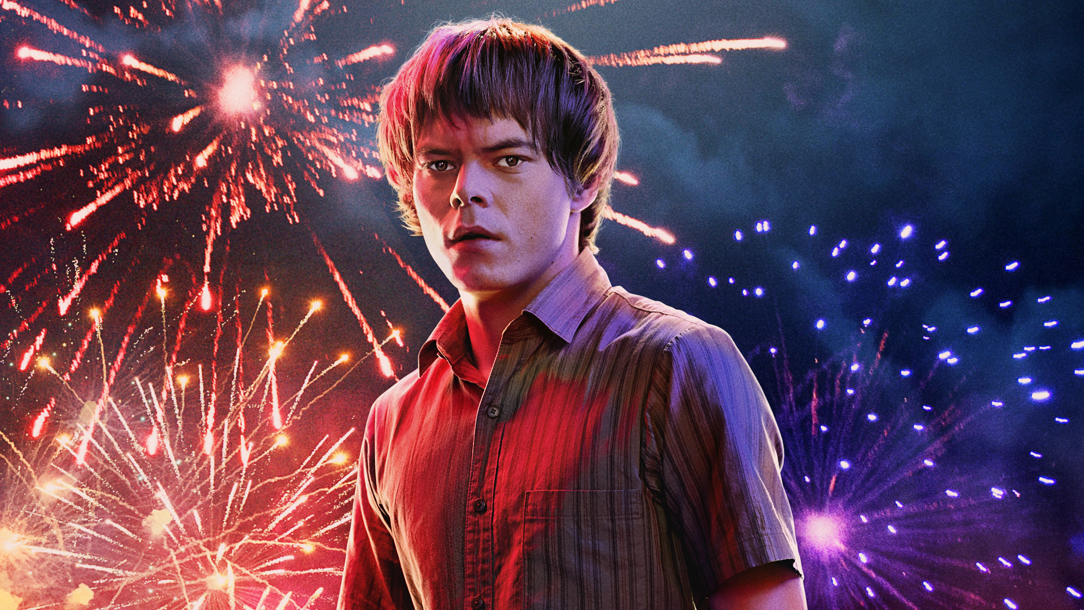 Jonathan Byers from Stranger Things with Fireworks HD Wallpaper