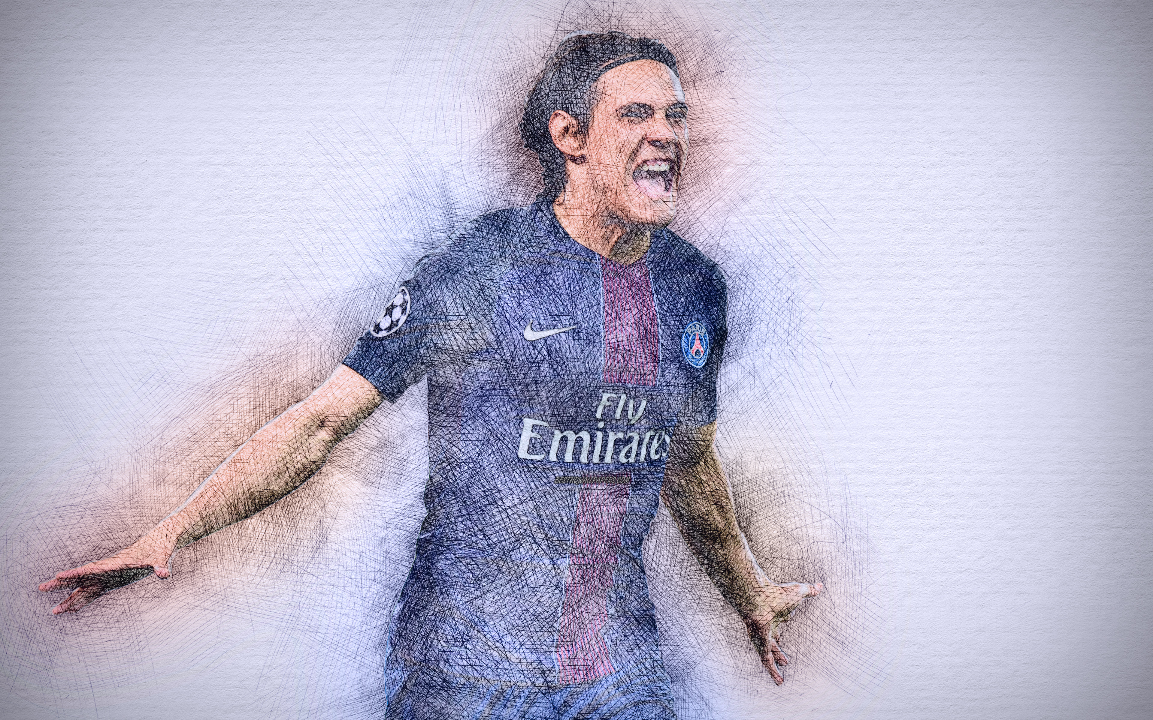 Edinson Cavani in Paris Saint-Germain kit HD Wallpaper