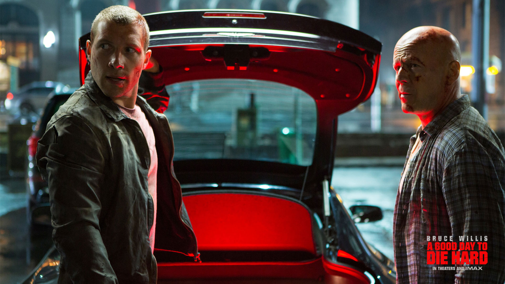 Jai Courtney and Bruce Willis from A Good Day to Die Hard HD Wallpaper