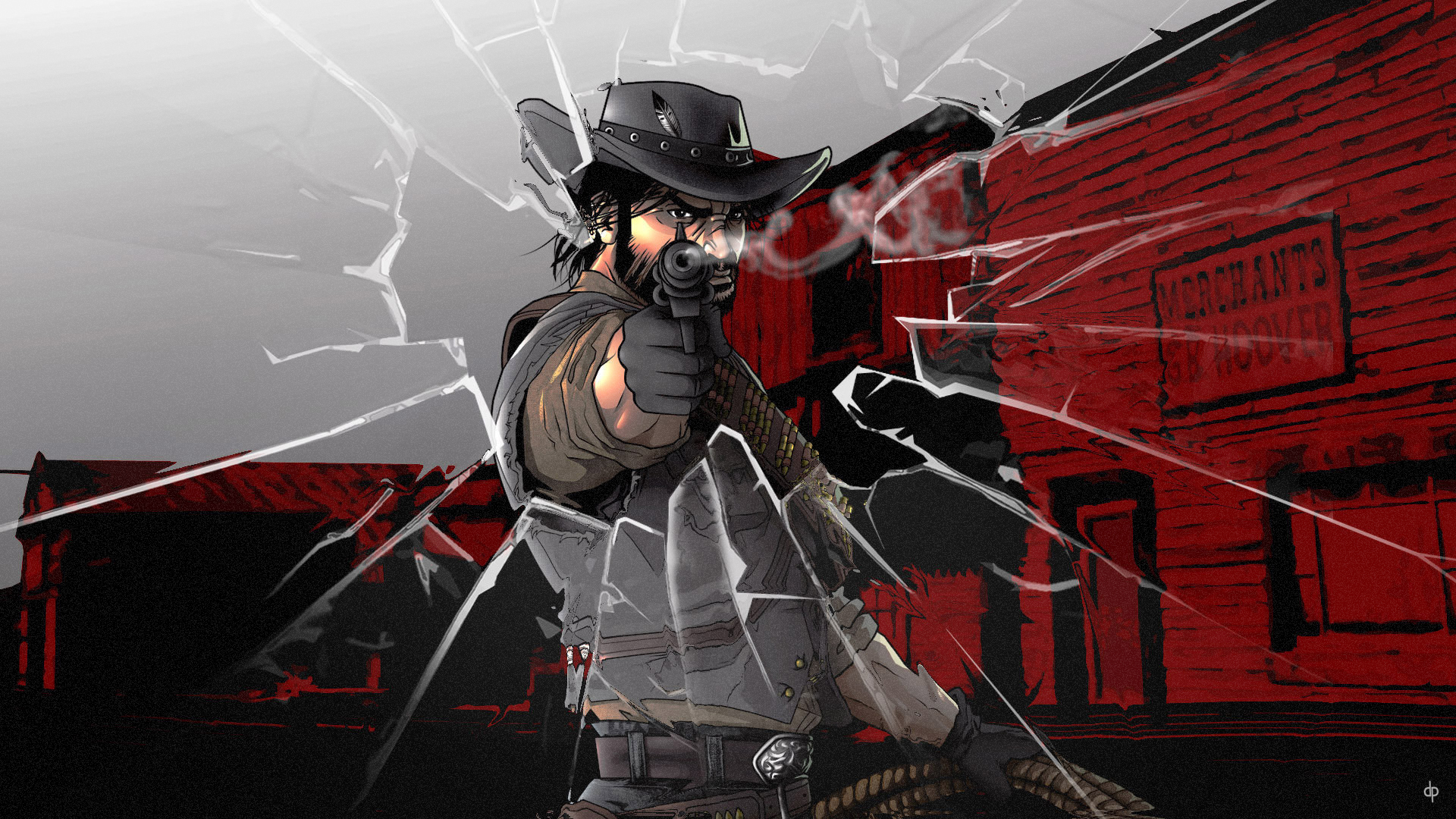 John Marston from Red Dead Redemption aiming a gun HD Wallpaper