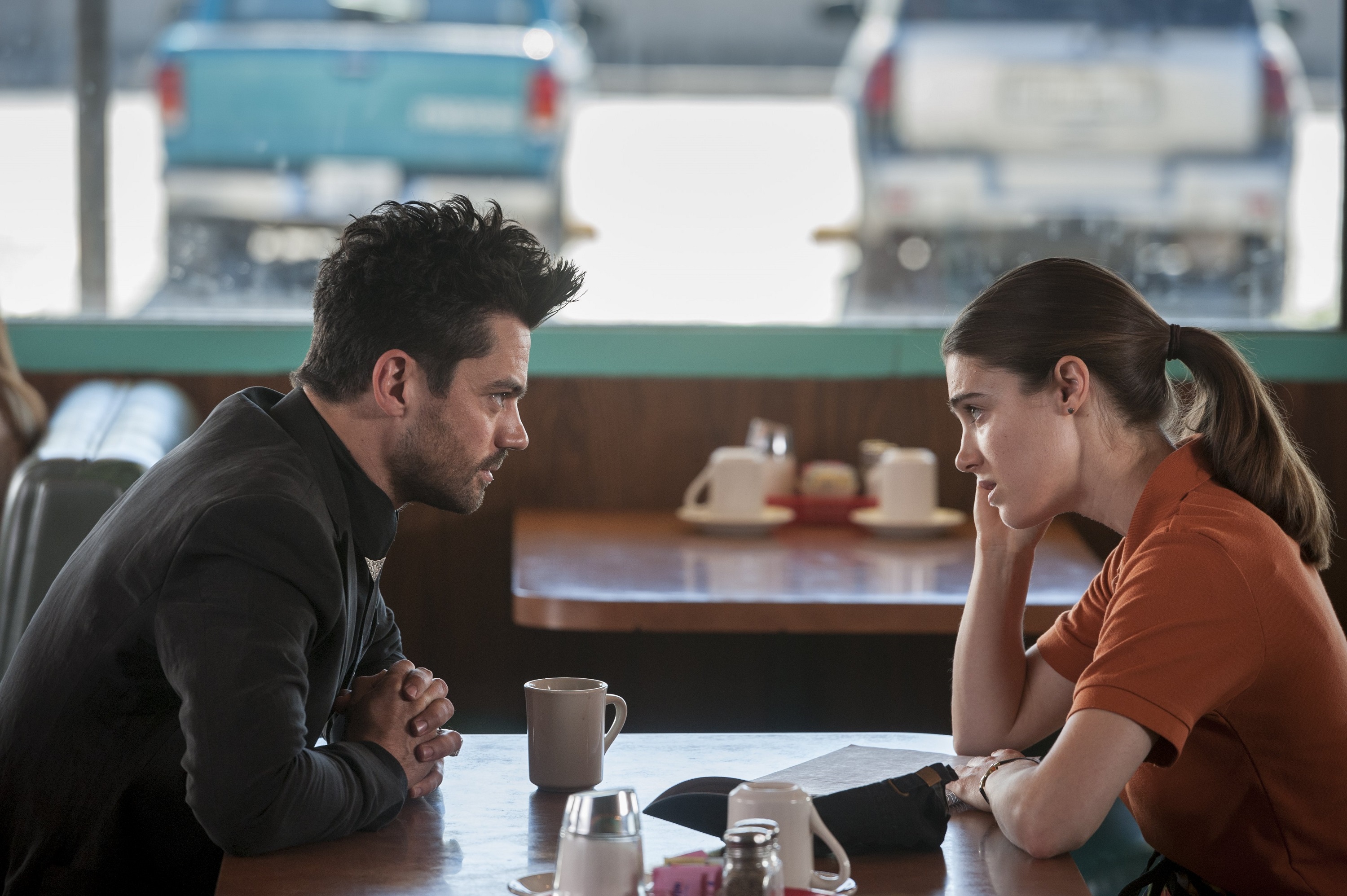 Lucy Griffiths in a diner HD Wallpaper