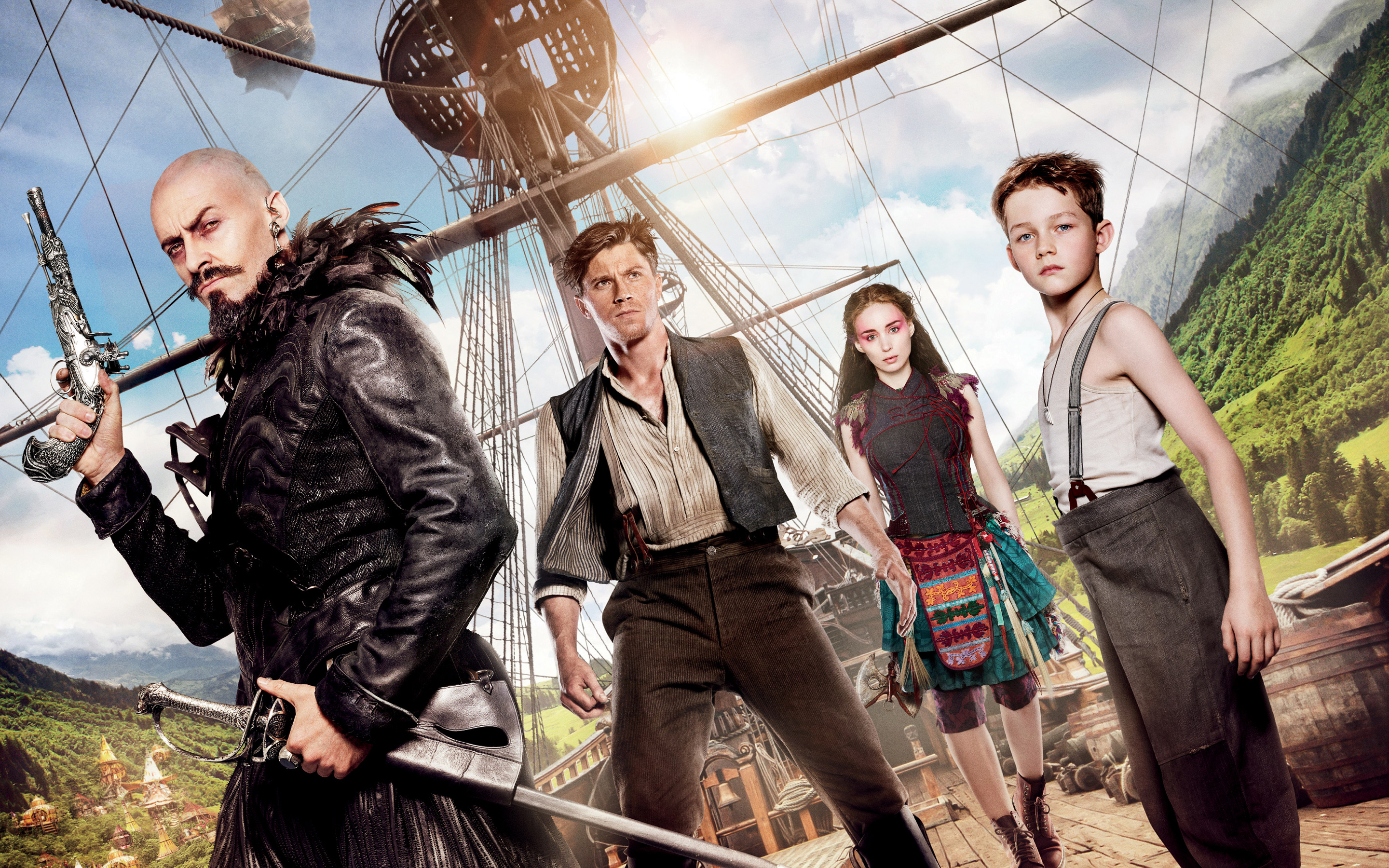 Blackbeard and his crew on a pirate ship HD Wallpaper