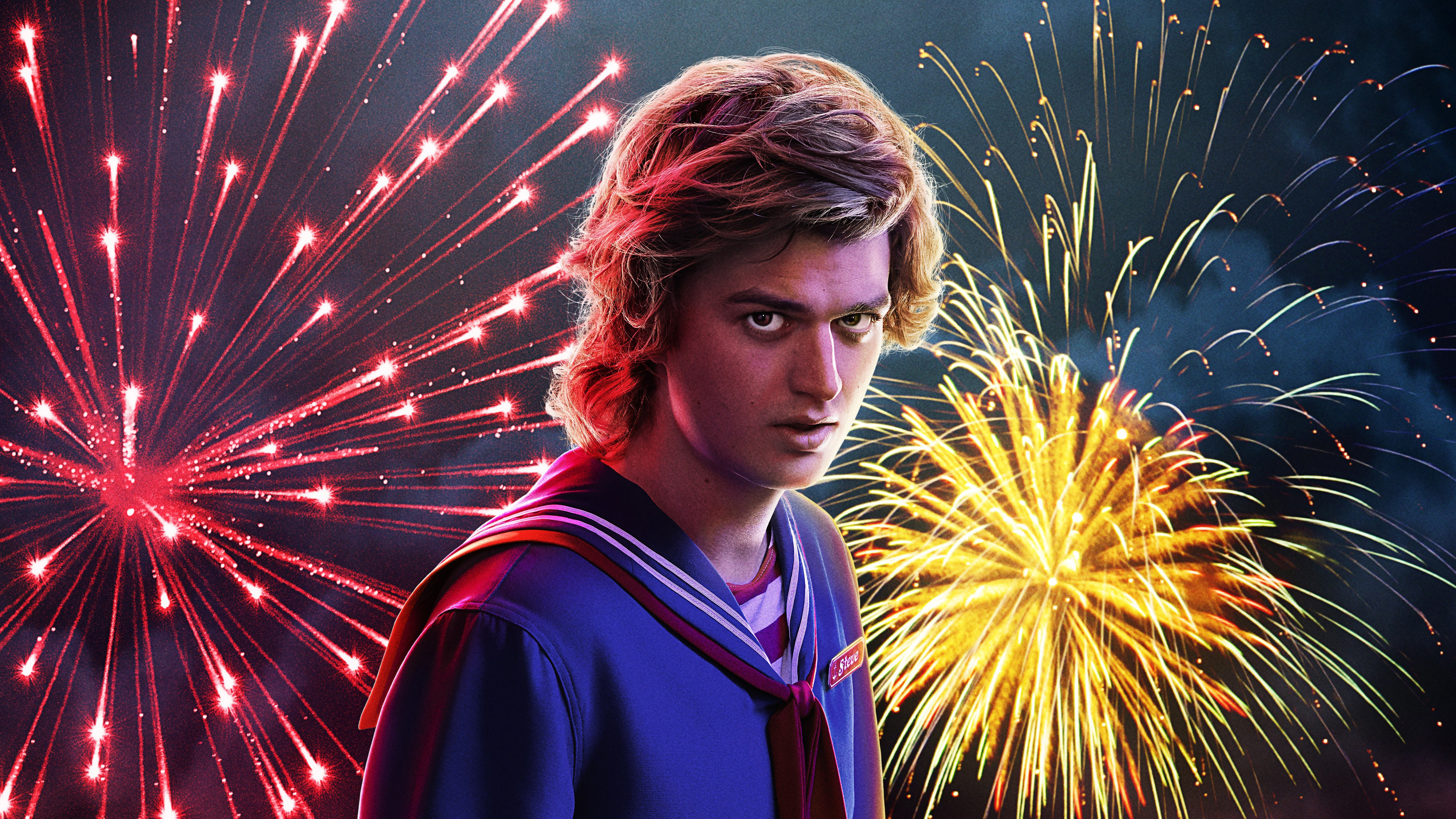 Joe Keery with Fireworks HD Wallpaper