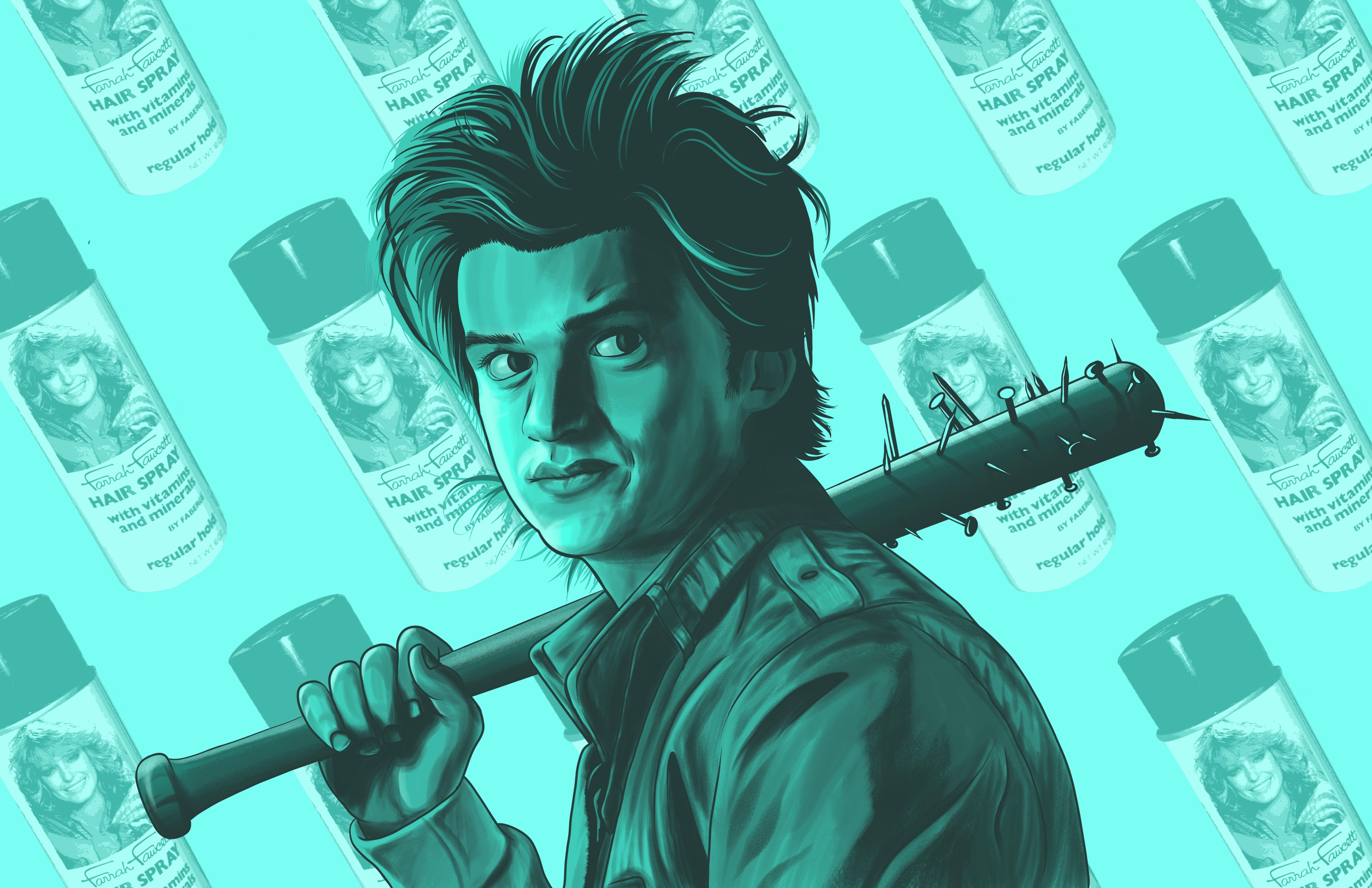 Steve Harrington from Stranger Things with a nail bat HD Wallpaper