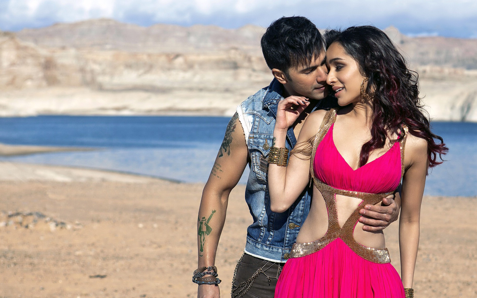 Shraddha Kapoor and Varun Dhawan in a desert landscape HD Wallpaper
