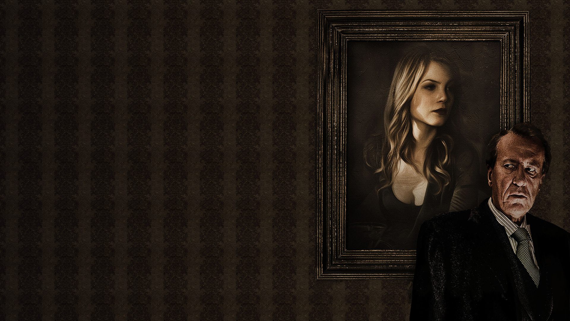 Sylvia Hoeks in a dark room with a portrait HD Wallpaper