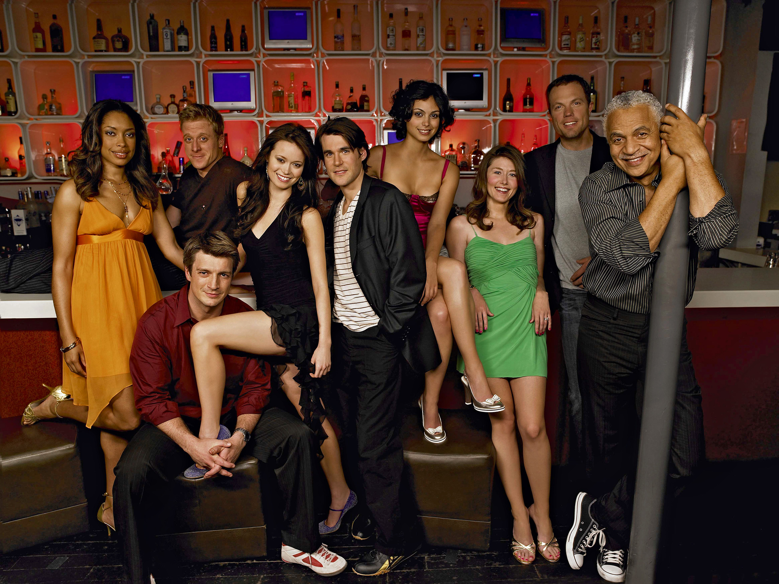 Firefly cast posing in a bar HD Wallpaper