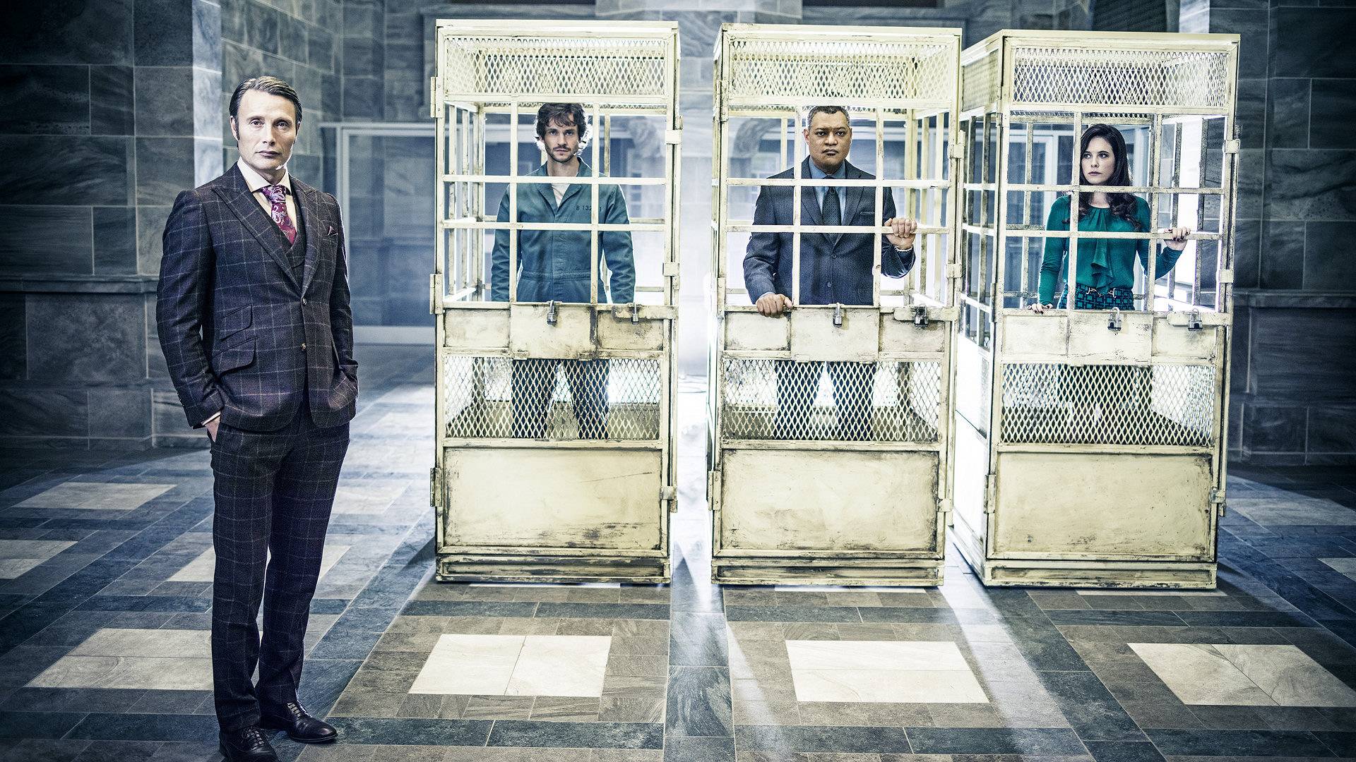 Hannibal Lecter with prisoners in cages HD Wallpaper