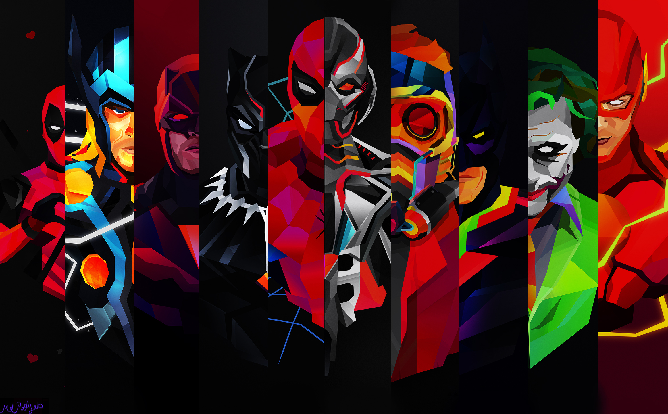 Collage of DC and Marvel Superheroes and Villains HD Wallpaper