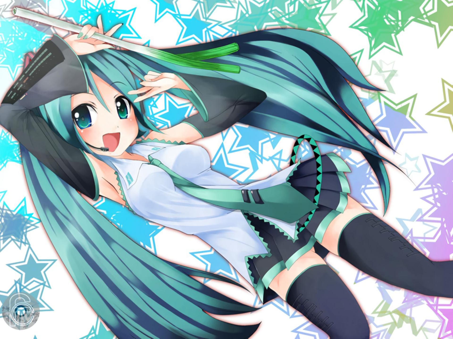 Hatsune Miku holding a leek HD Wallpaper