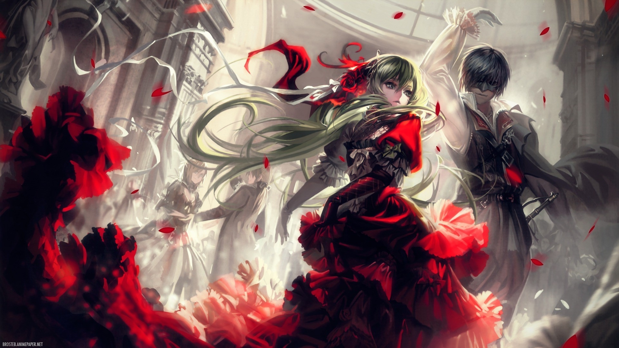 Hatsune Miku and a man dancing HD Wallpaper