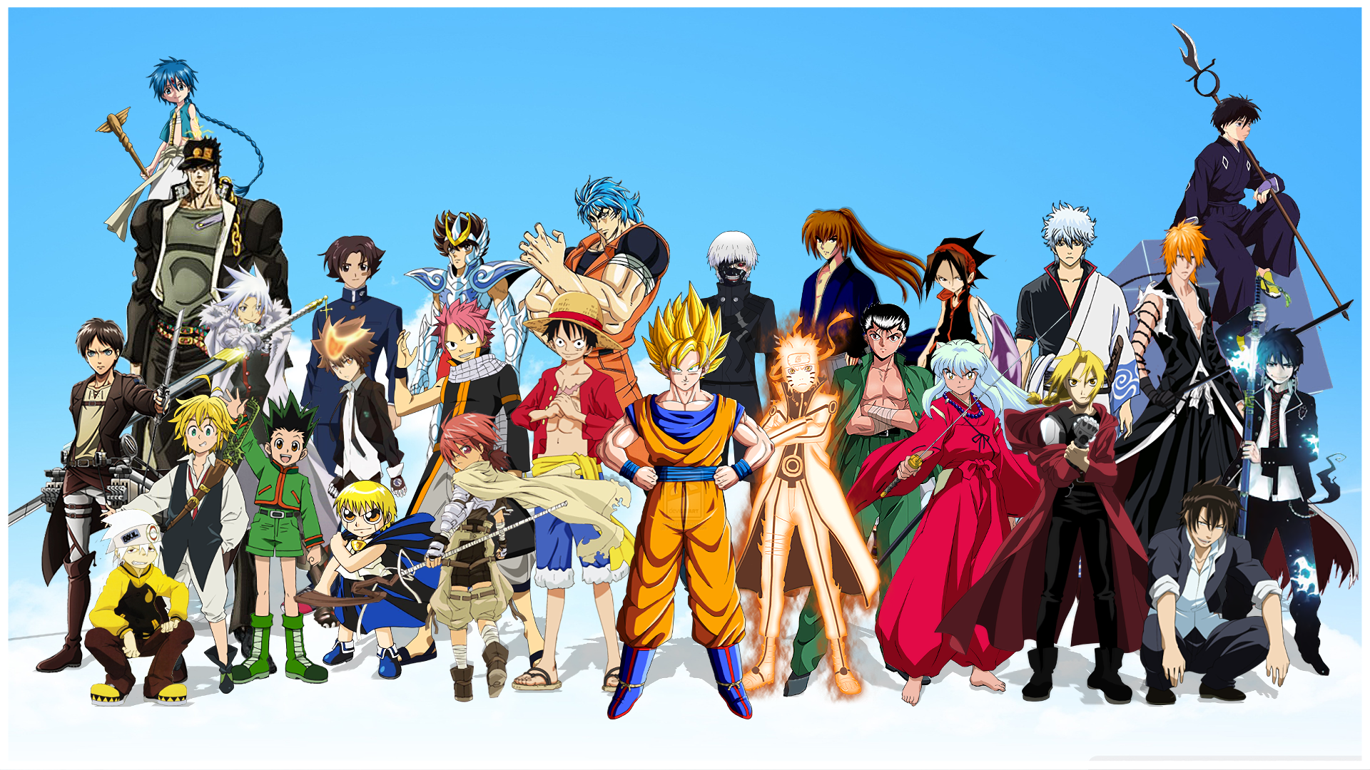 Anime Characters Group Shot HD Wallpaper