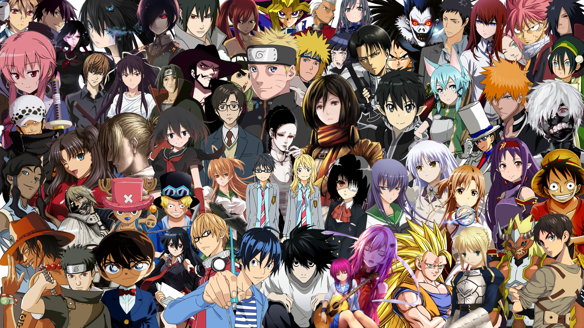 Anime Characters Collage HD Wallpaper