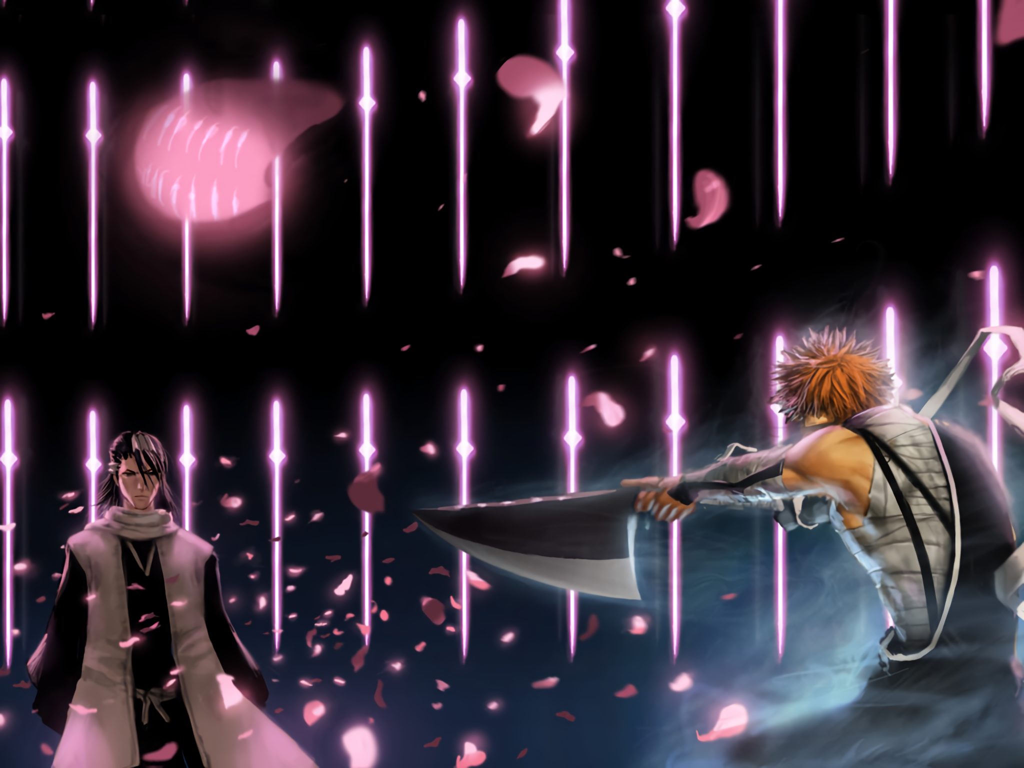 Ichigo Kurosaki and Byakuya Kuchiki in Bleach HD Wallpaper