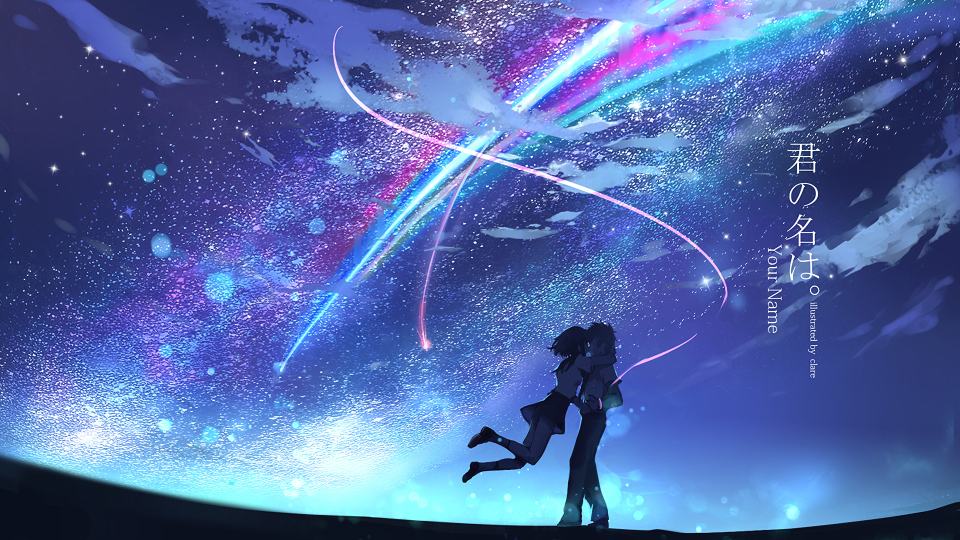 Mitsuha Miyamizu from Your Name under a starry sky HD Wallpaper