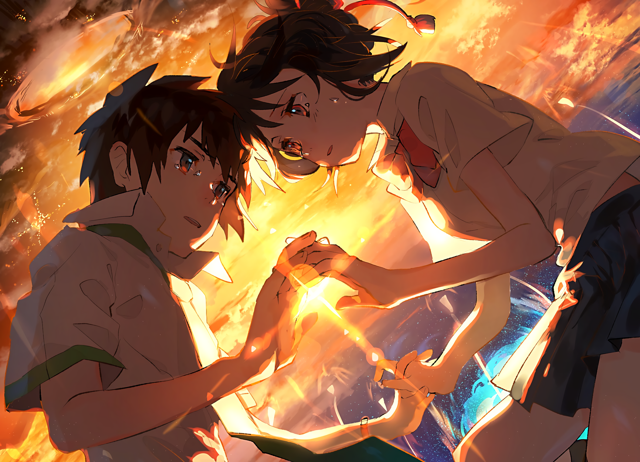 Mitsuha Miyamizu and Taki Tachibana from Your Name. HD Wallpaper