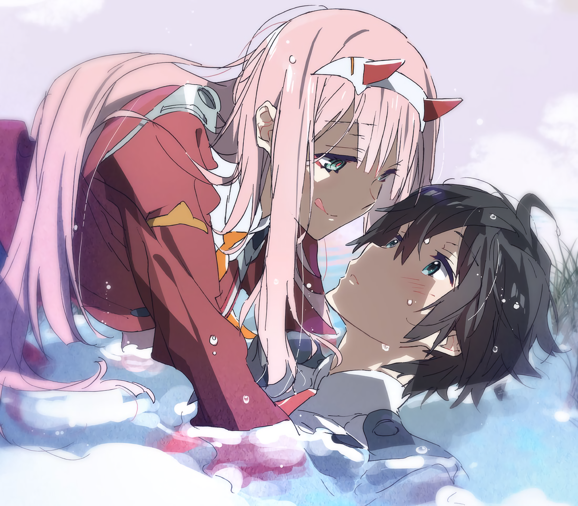 Zero Two and Hiro from Darling in the FranXX HD Wallpaper