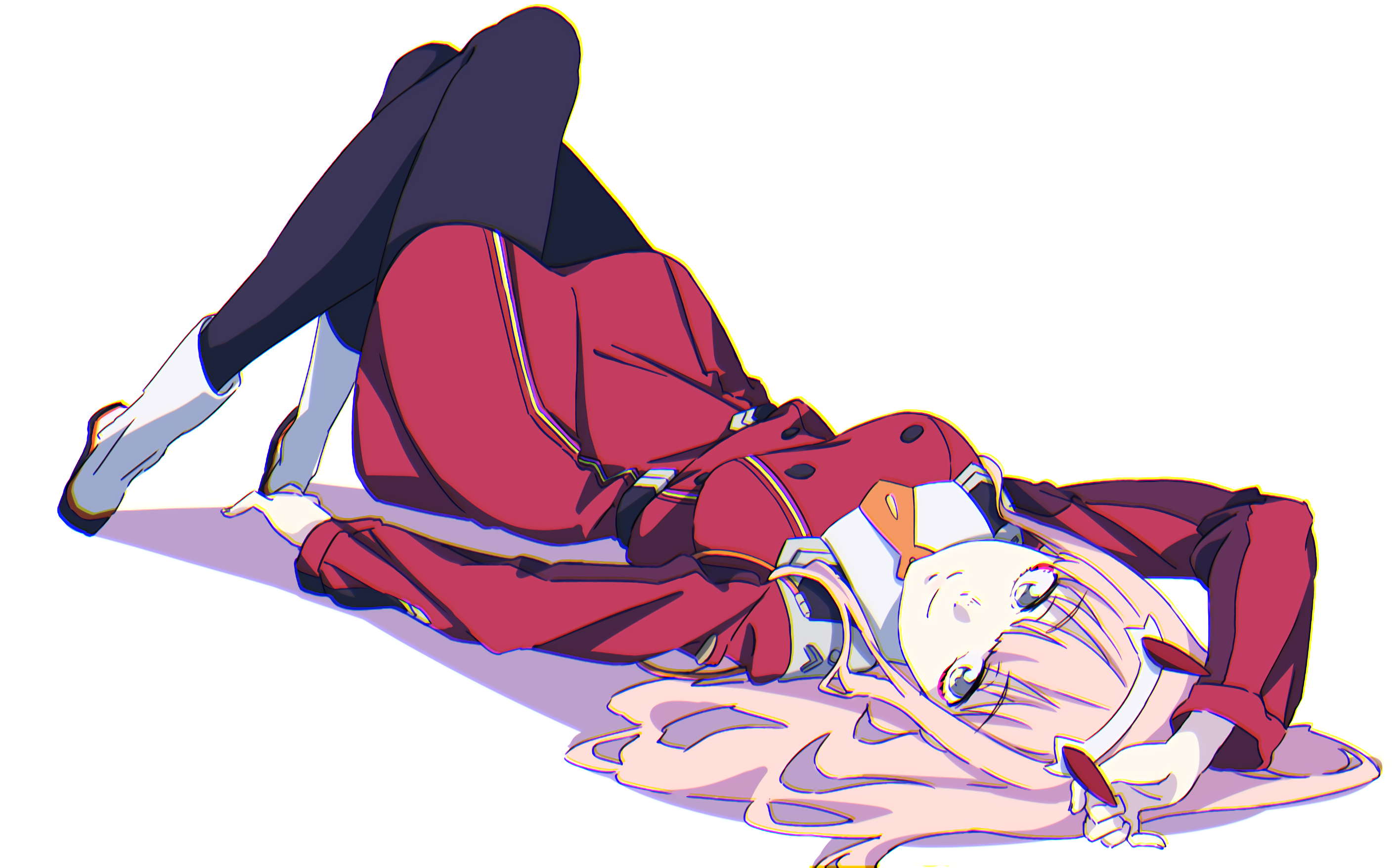 Zero Two from Darling in the FranXX lying down HD Wallpaper