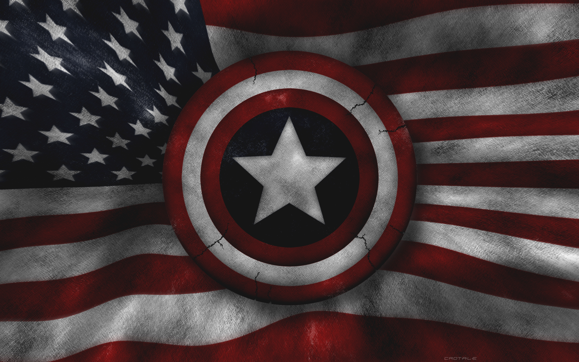 Captain America's Shield on American Flag HD Wallpaper