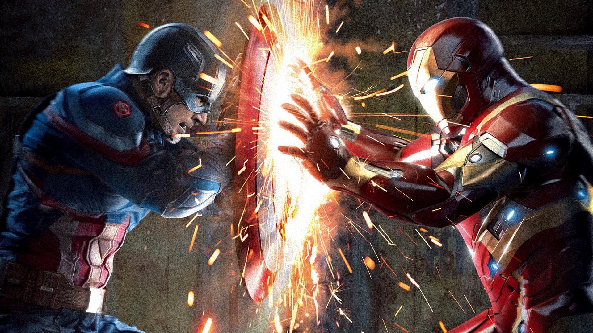 Captain America and Iron Man fighting HD Wallpaper