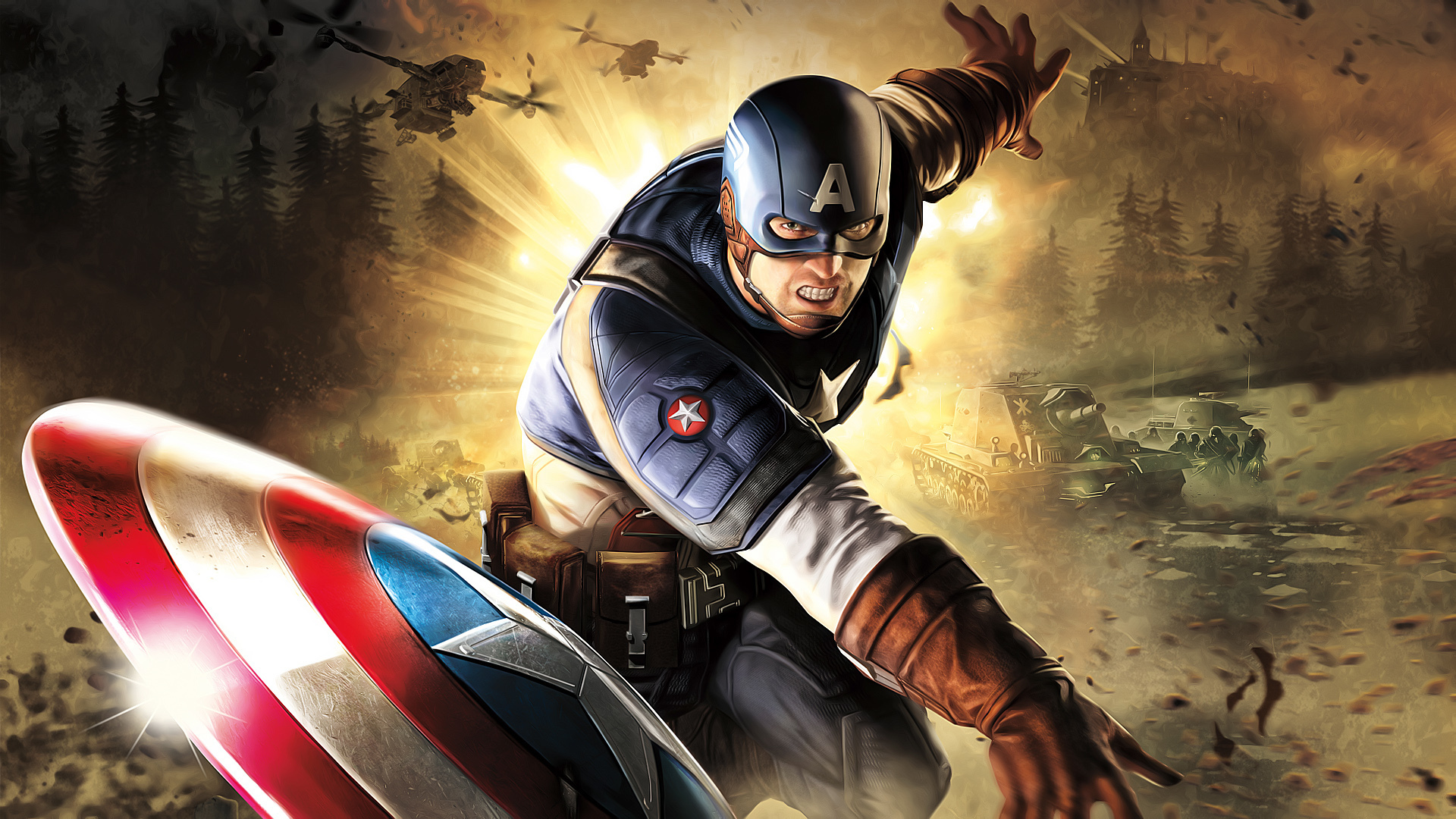 Captain America in Battle HD Wallpaper