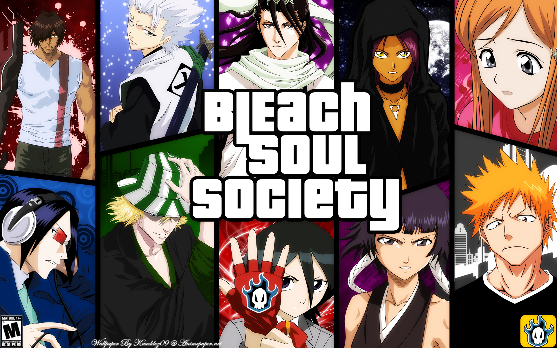 Bleach Soul Society: Ichigo, Rukia, and other characters HD Wallpaper