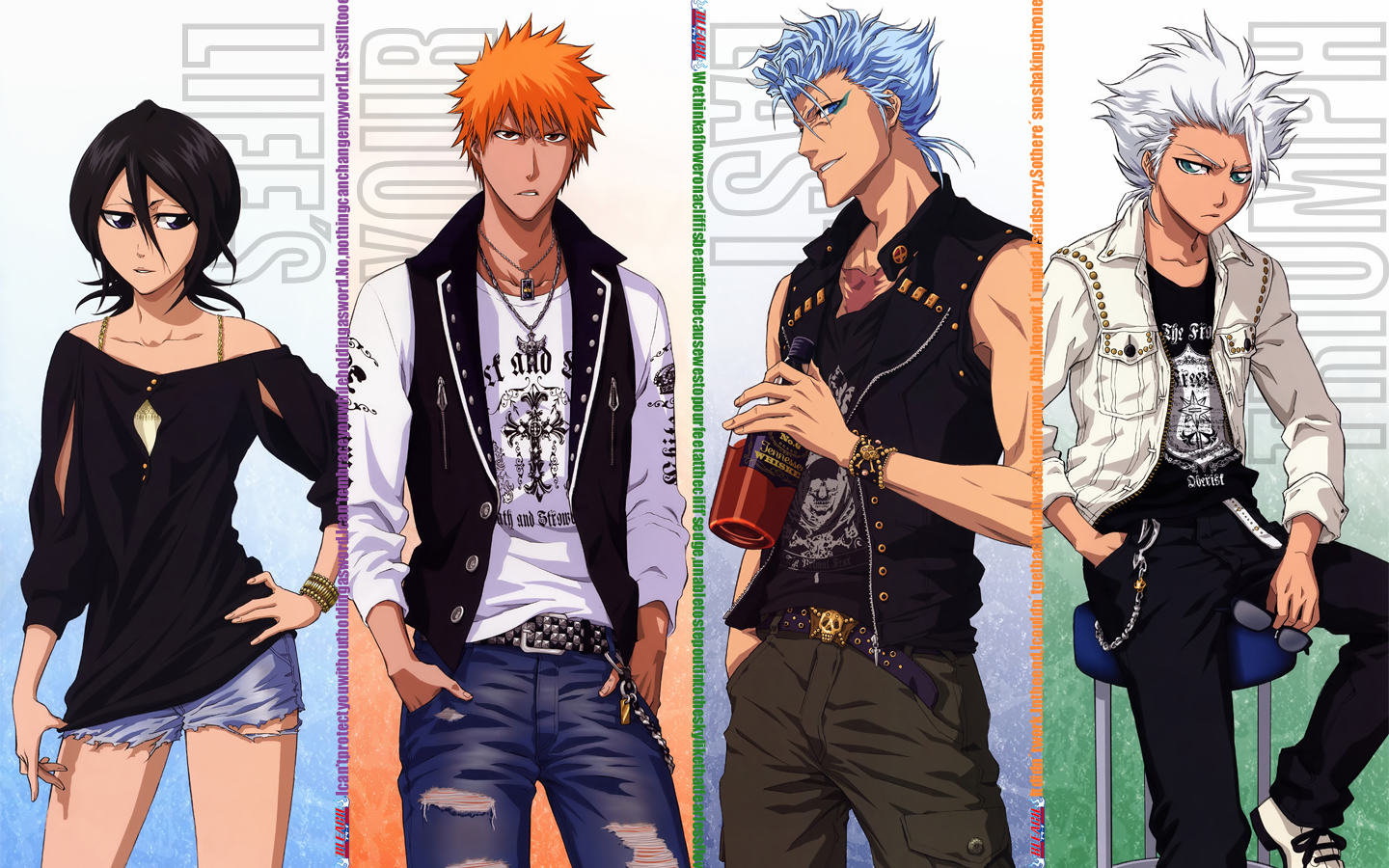 Rukia Kuchiki, Ichigo Kurosaki, Sosuke Aizen, Toshiro Hitsugaya from Bleach HD Wallpaper
