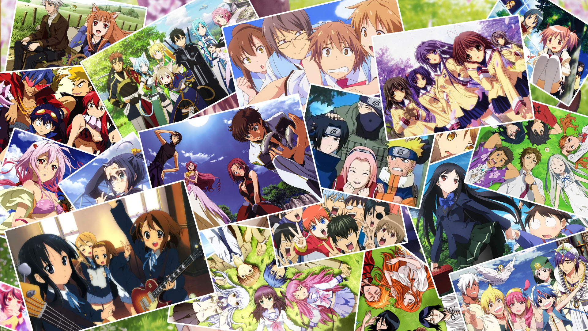 Collage of various anime characters HD Wallpaper