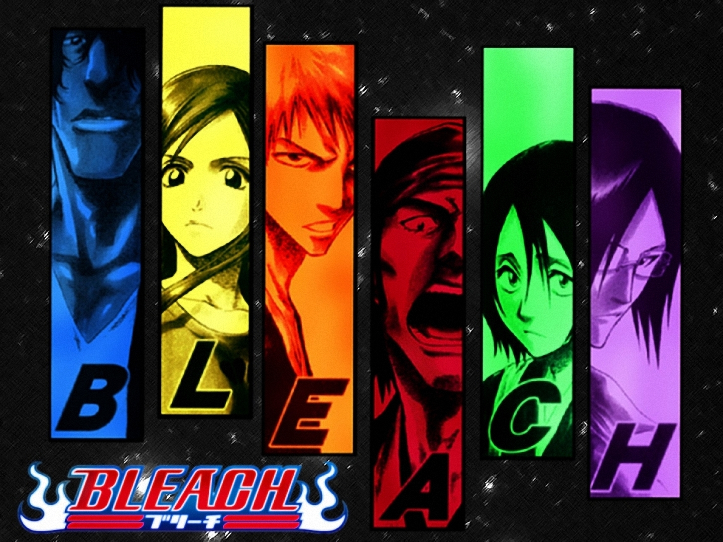 Bleach characters in colored panels HD Wallpaper