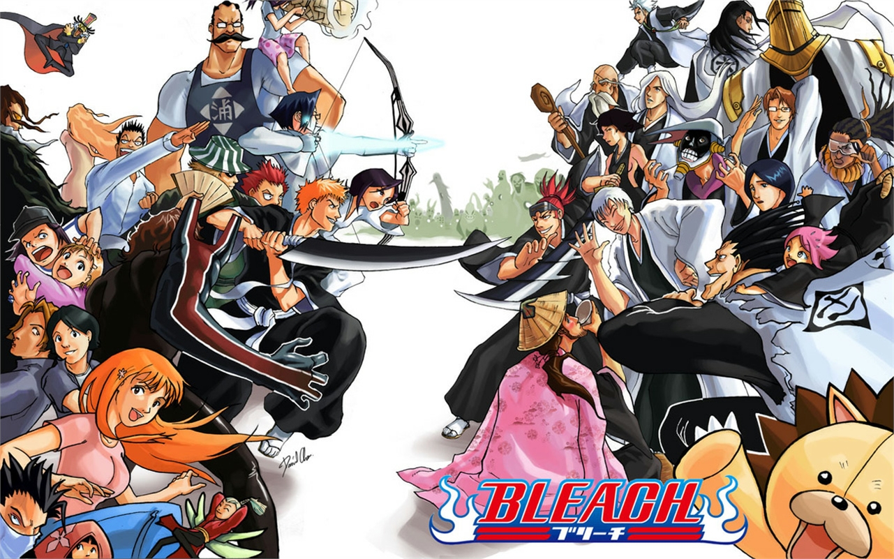 Bleach characters in a battle formation HD Wallpaper