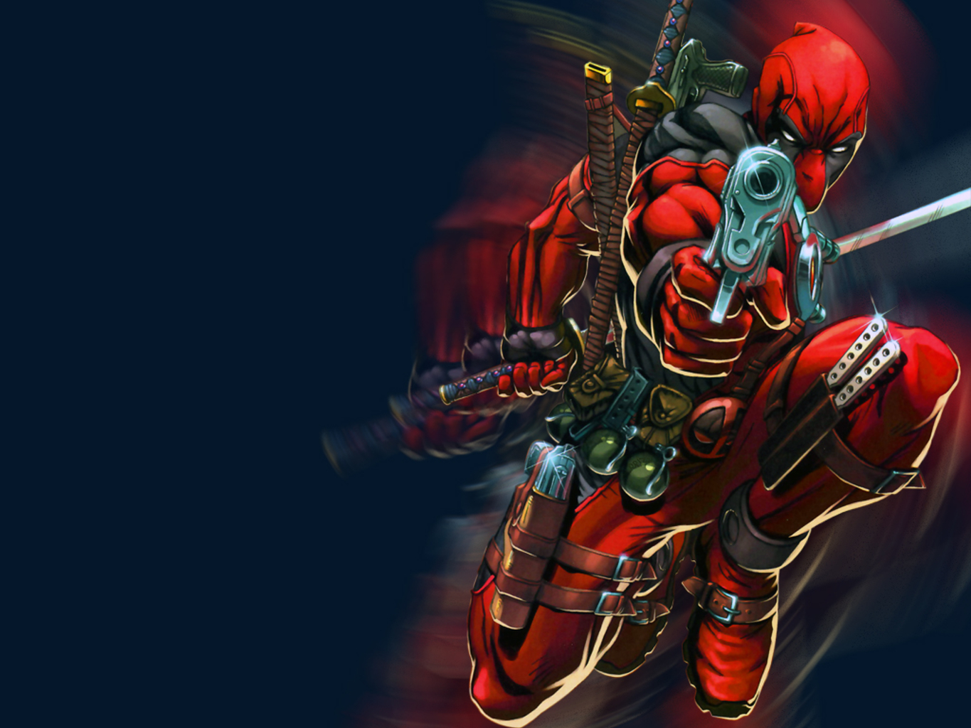 Deadpool with guns and swords HD Wallpaper