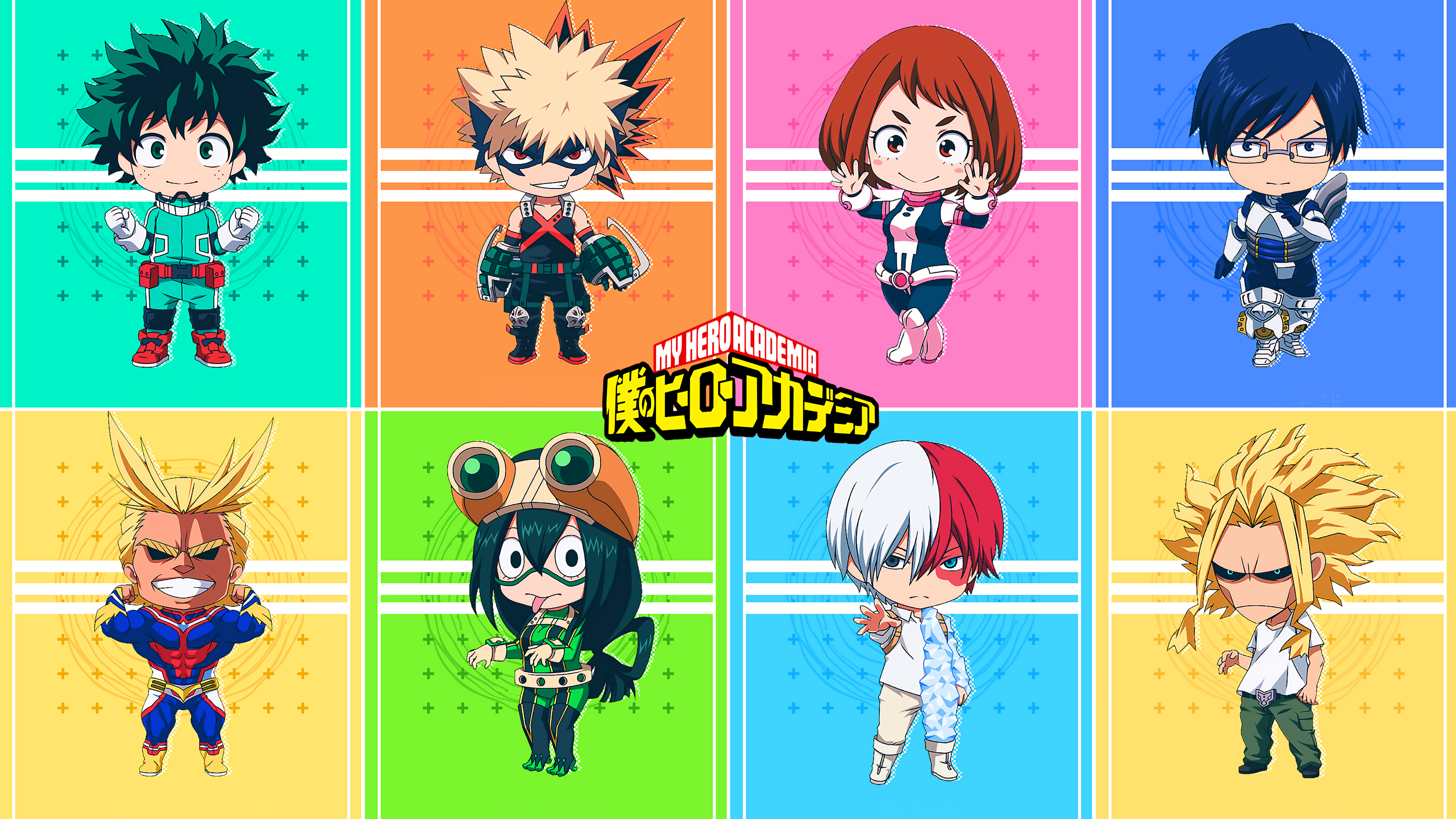 My Hero Academia Chibi Characters Collage HD Wallpaper