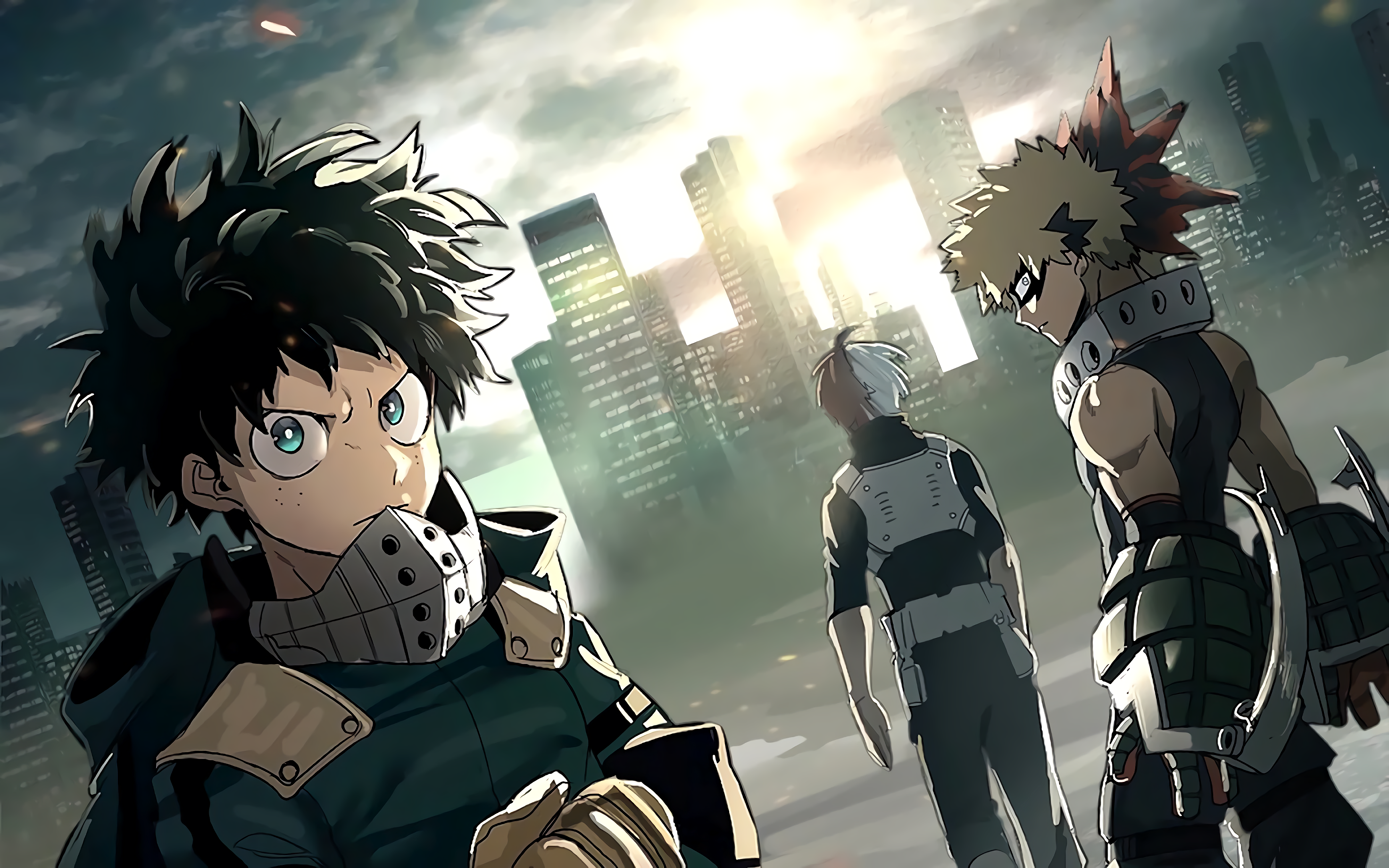 Izuku Midoriya, Shoto Todoroki, Katsuki Bakugo from My Hero Academia HD Wallpaper