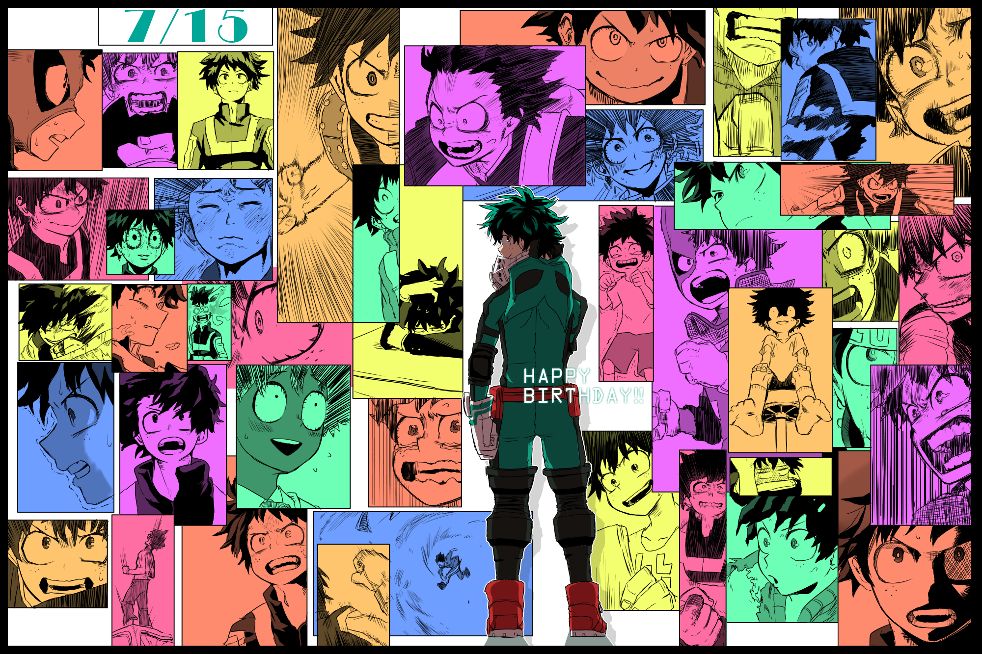 Izuku Midoriya from My Hero Academia Birthday Collage HD Wallpaper
