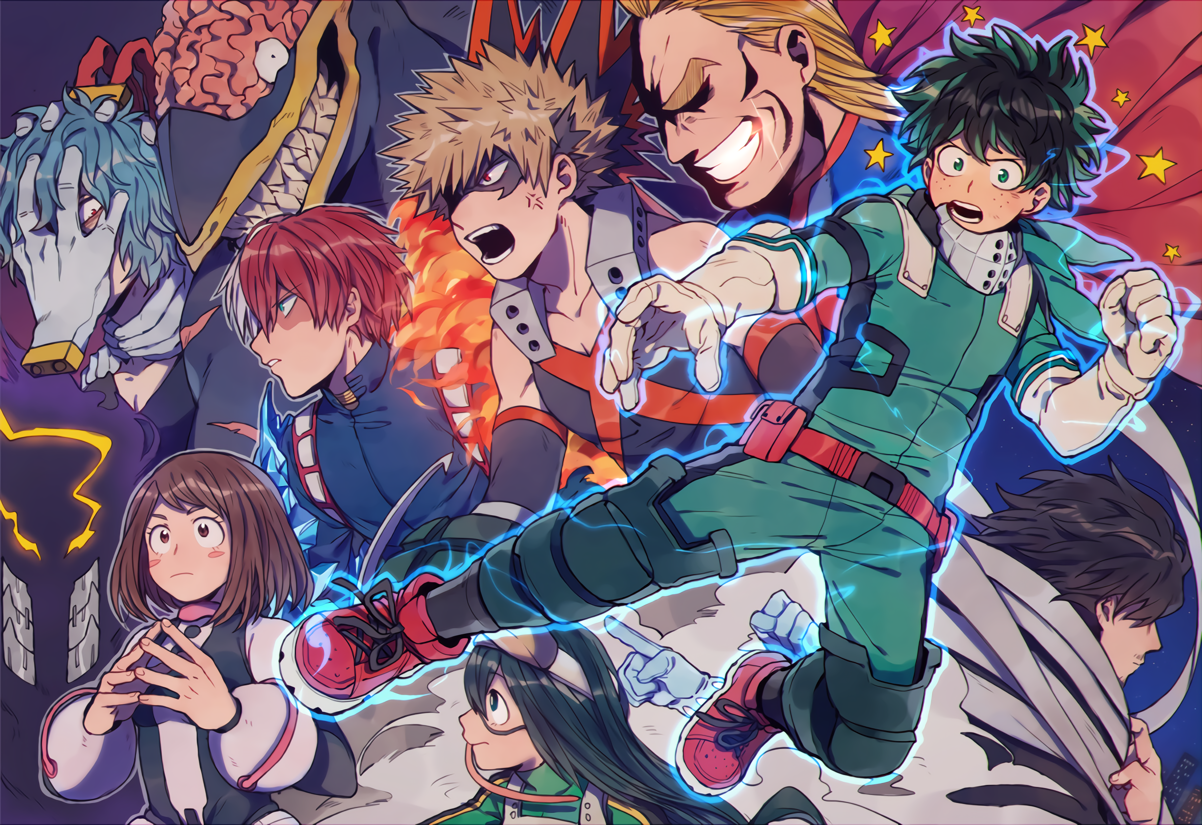 My Hero Academia characters including Izuku Midoriya HD Wallpaper