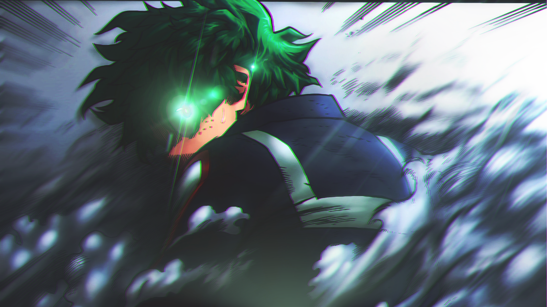 Izuku Midoriya with Glowing Green Eye Power HD Wallpaper