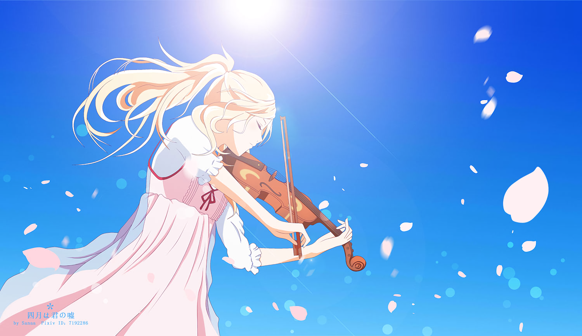 Kaori Miyazono from Your Lie in April playing violin HD Wallpaper