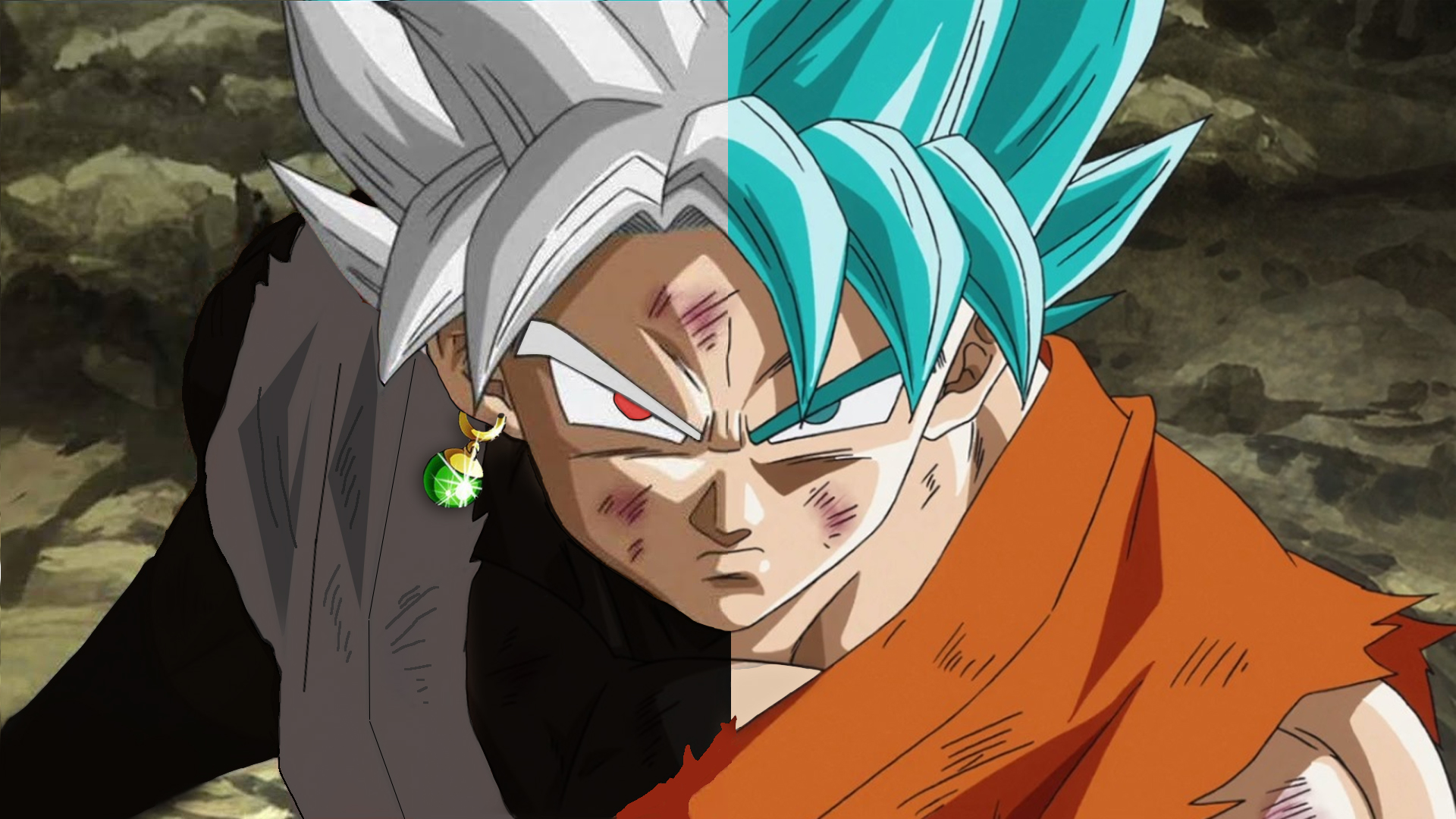 Goku's Split Transformation in Intense Battle HD Wallpaper