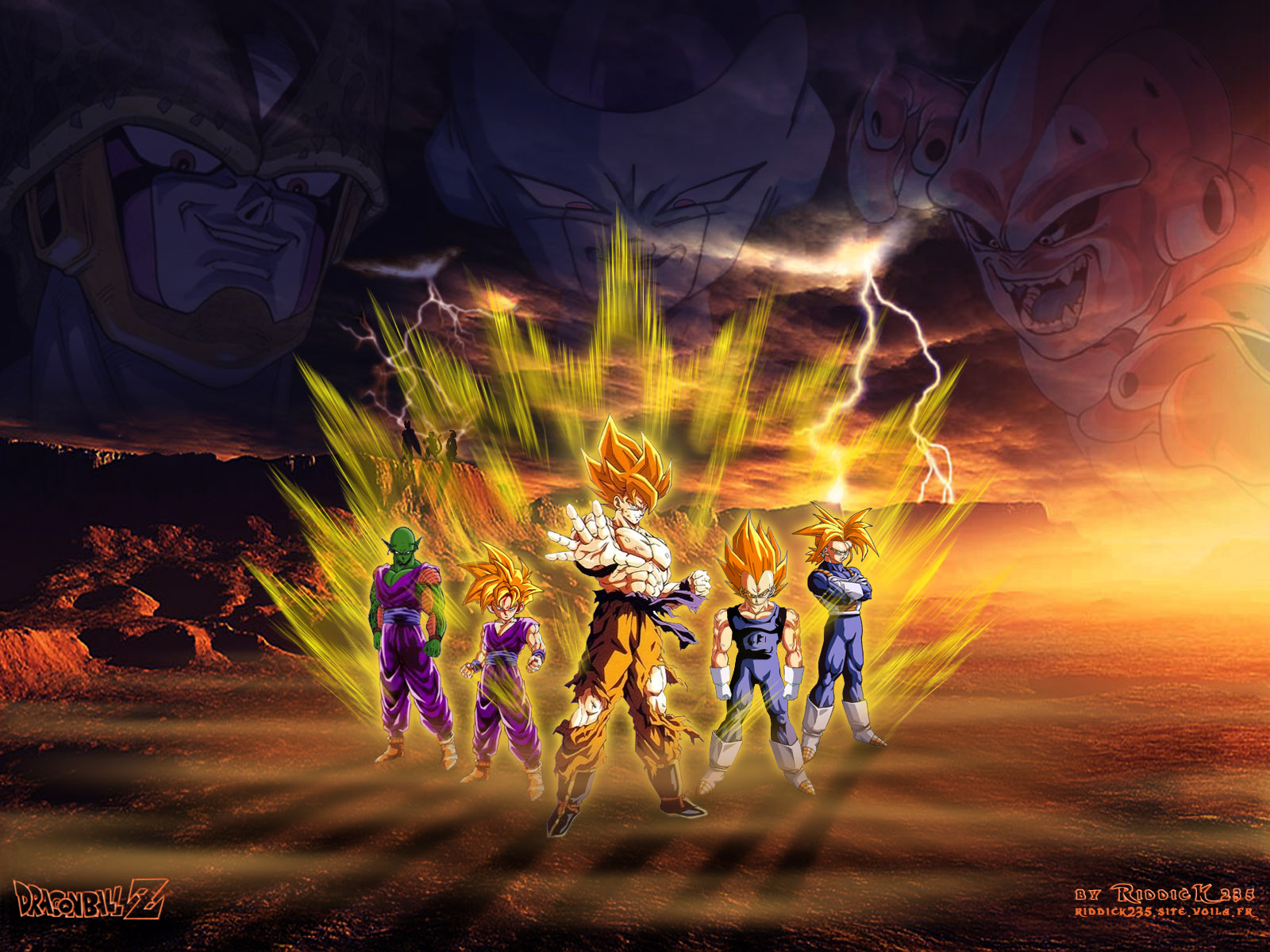 Dragon Ball Z characters with villains in background HD Wallpaper