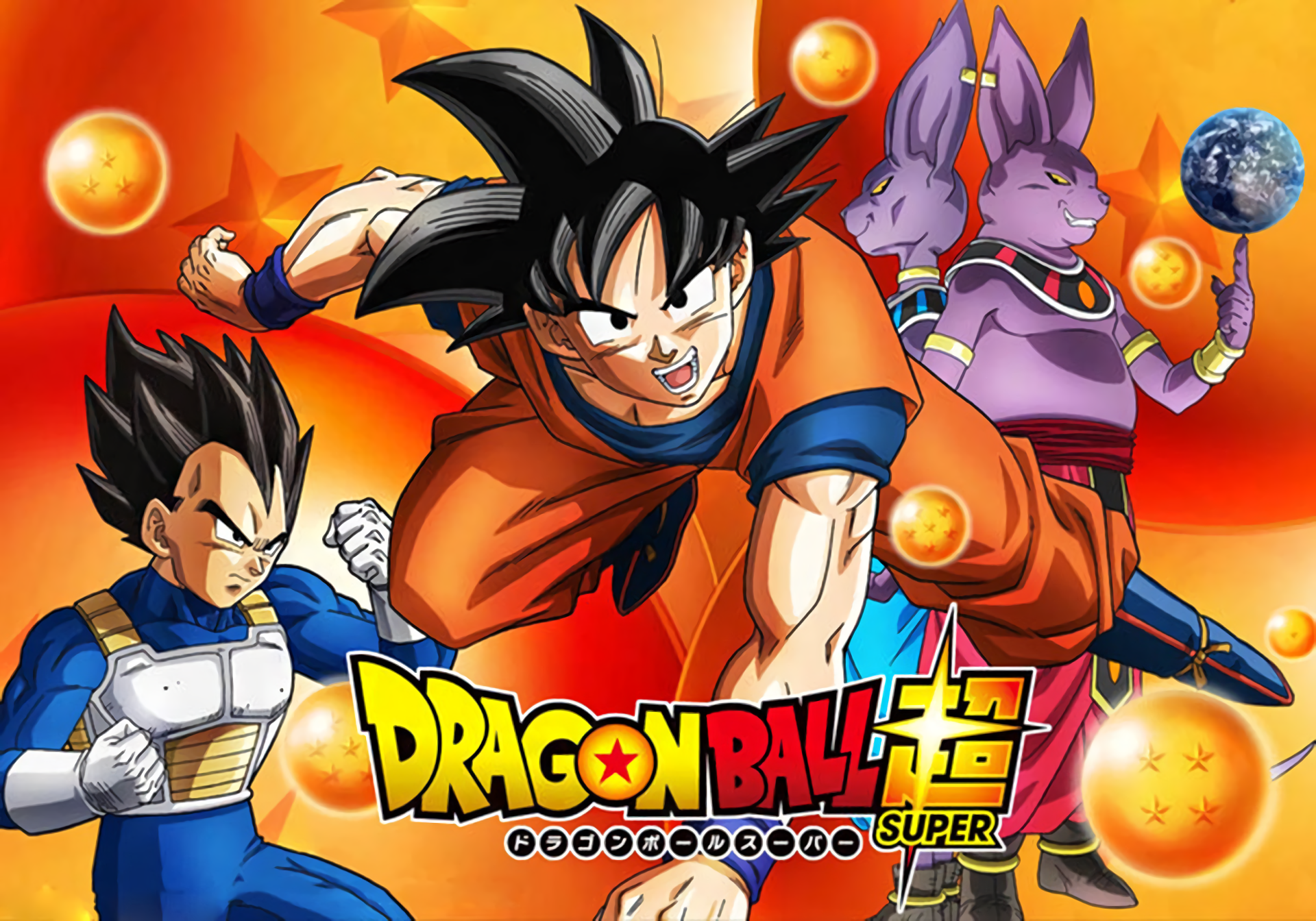 Goku, Vegeta, and Beerus from Dragon Ball Super HD Wallpaper