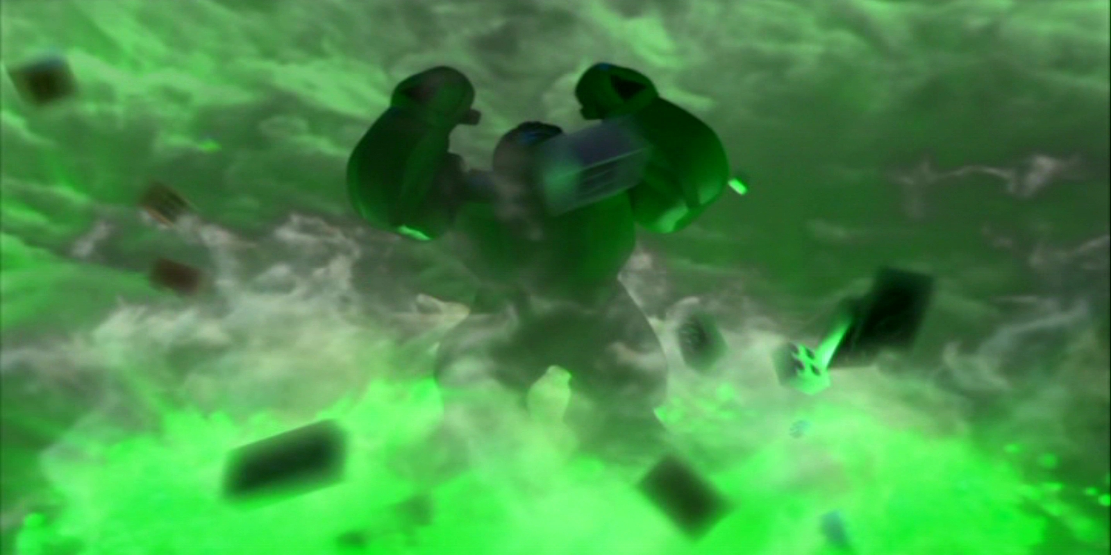 Hulk in green smoke with debris HD Wallpaper