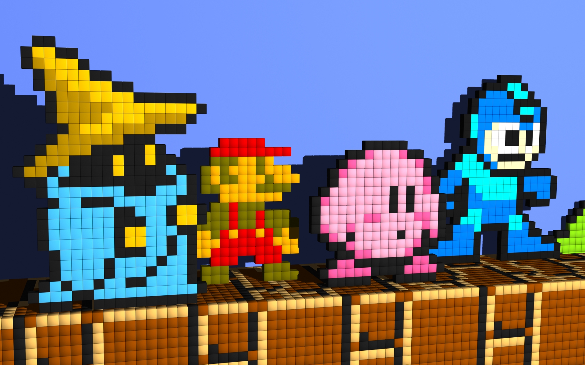 Pixelated characters from video games HD Wallpaper