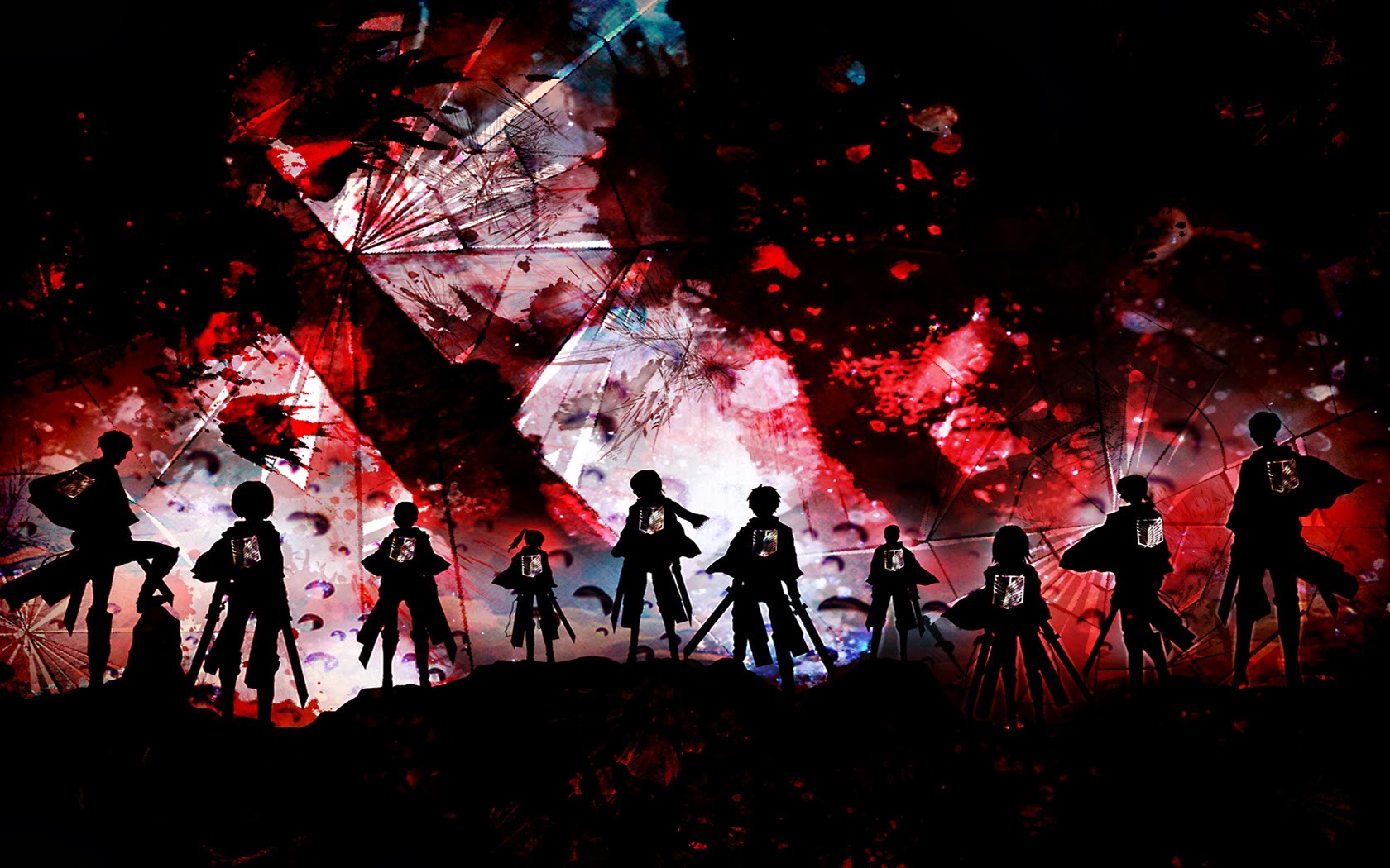 Attack on Titan characters on abstract background HD Wallpaper