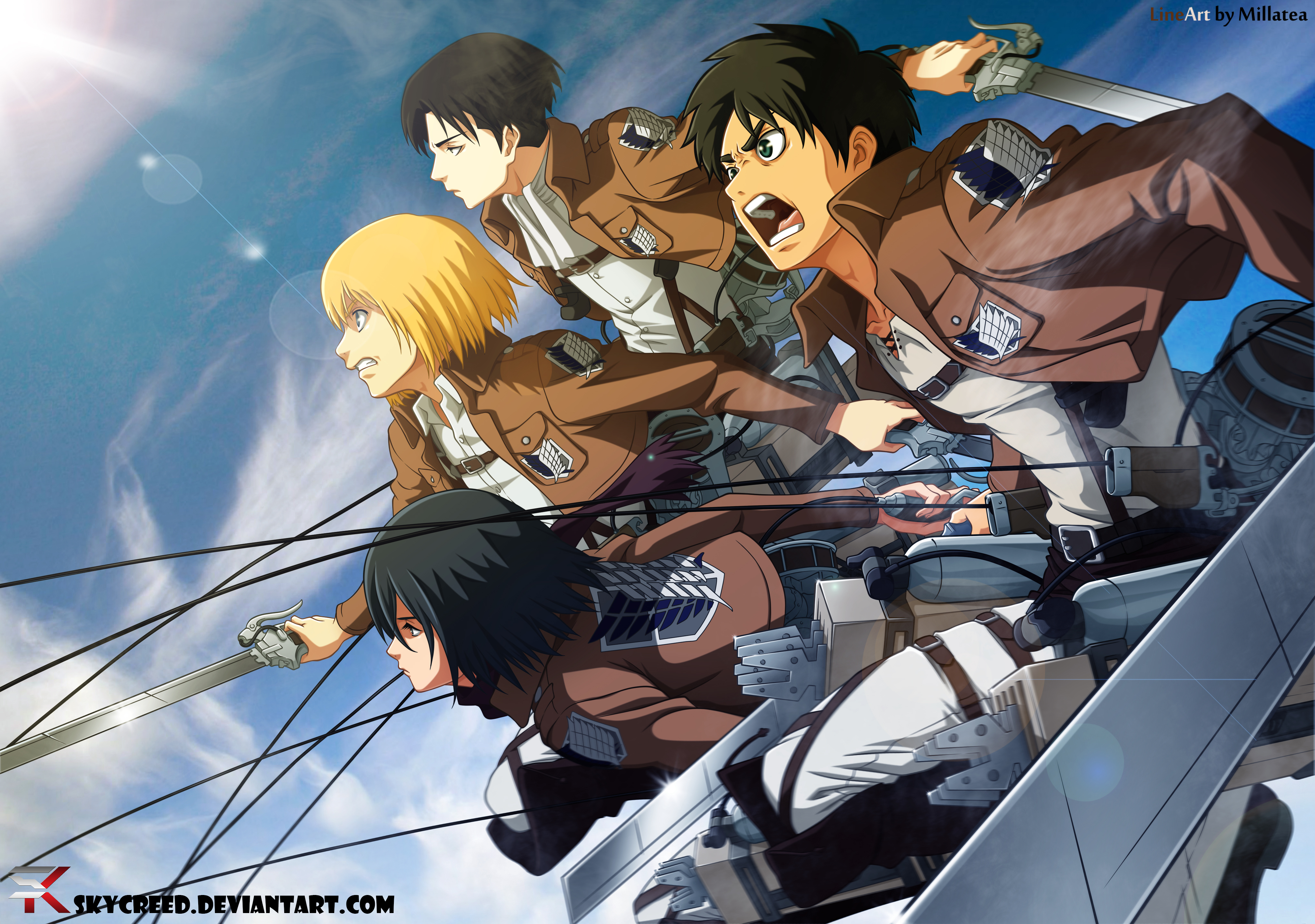 Mikasa Ackerman and others from Attack on Titan HD Wallpaper