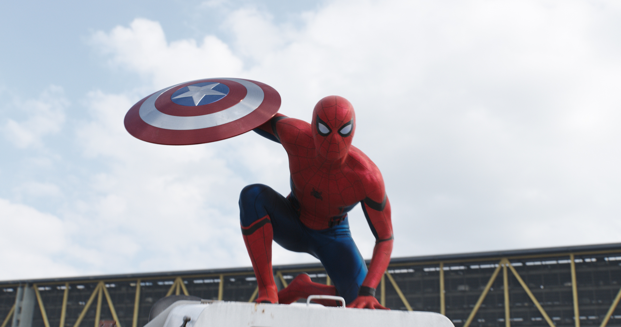 Spider-Man with Captain America's Shield HD Wallpaper