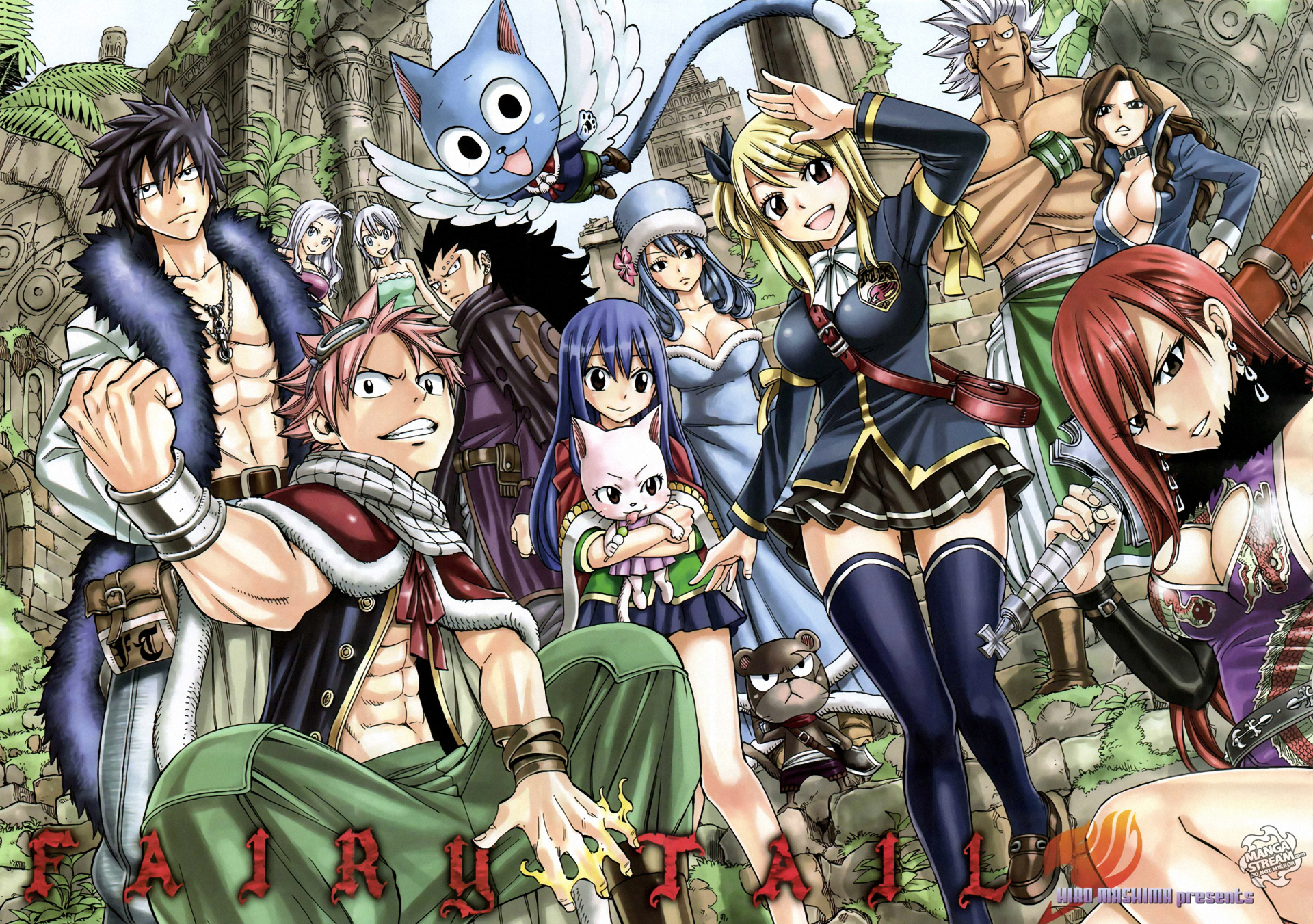 Fairy Tail characters group portrait HD Wallpaper